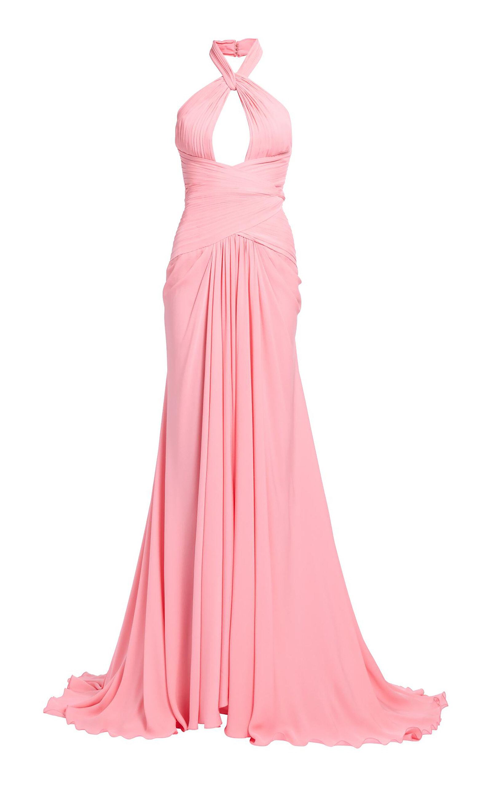 Elie Saab Double Georgette Long Dress - Pink