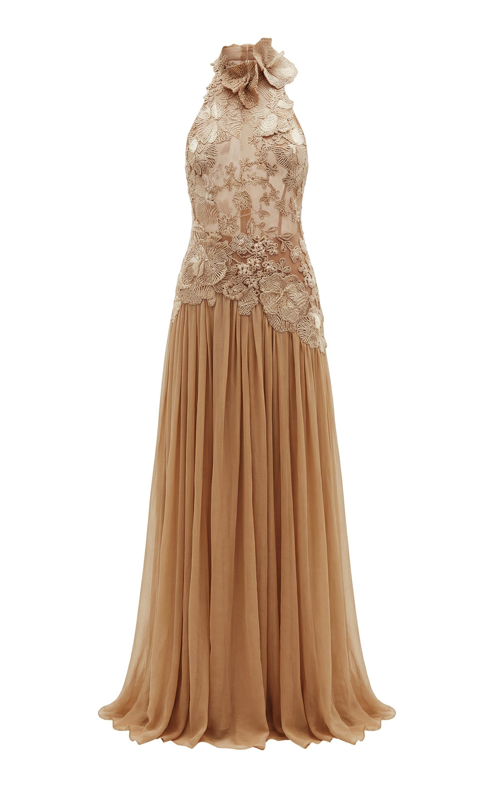 Elie Saab Raffia-Embroidered Silk Maxi Dress - Women's Clothing