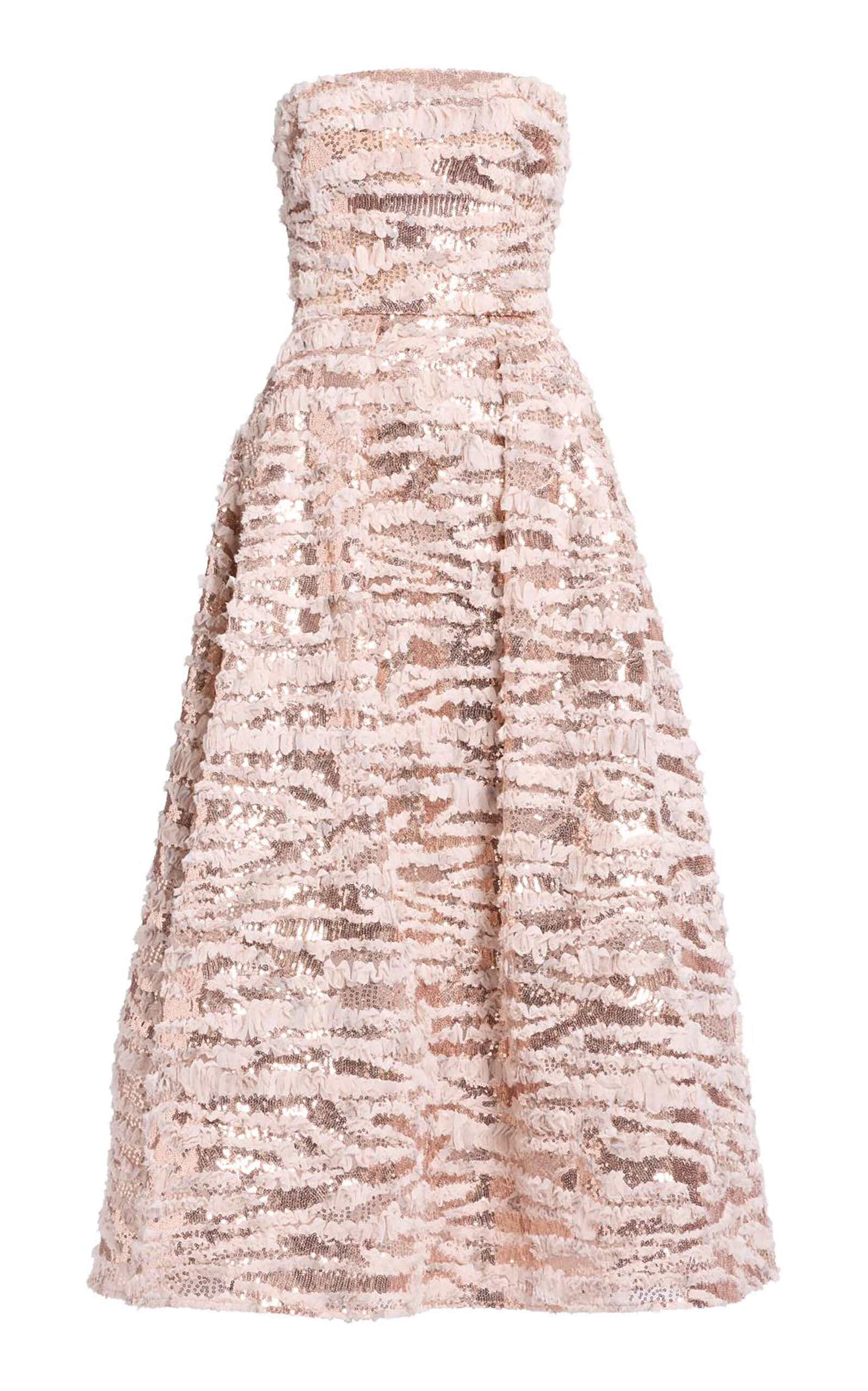 Elie Saab Sequined Chiffon Midi Dress In Pink