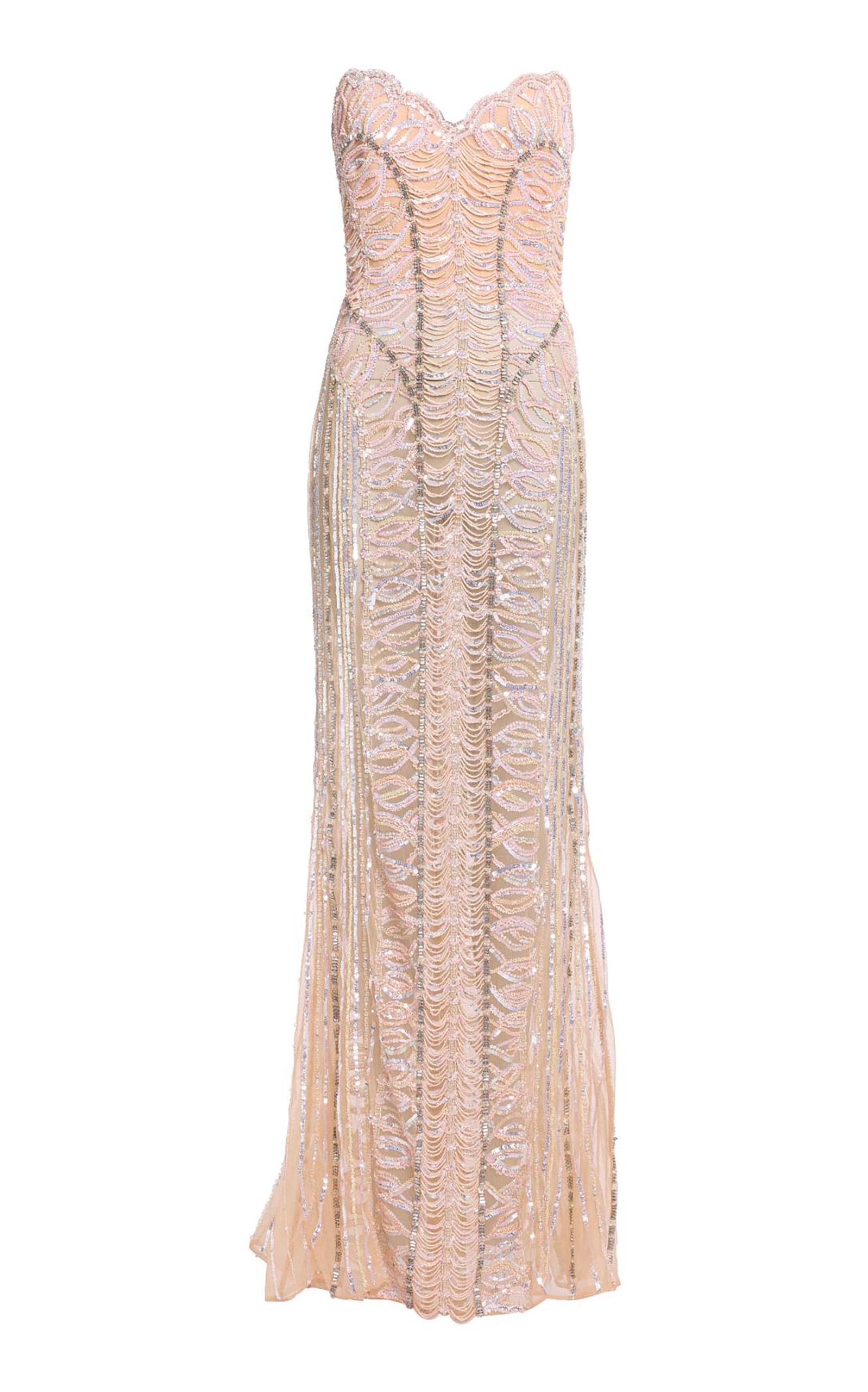 Elie Saab Bead Embroidered Long Dress In Multi