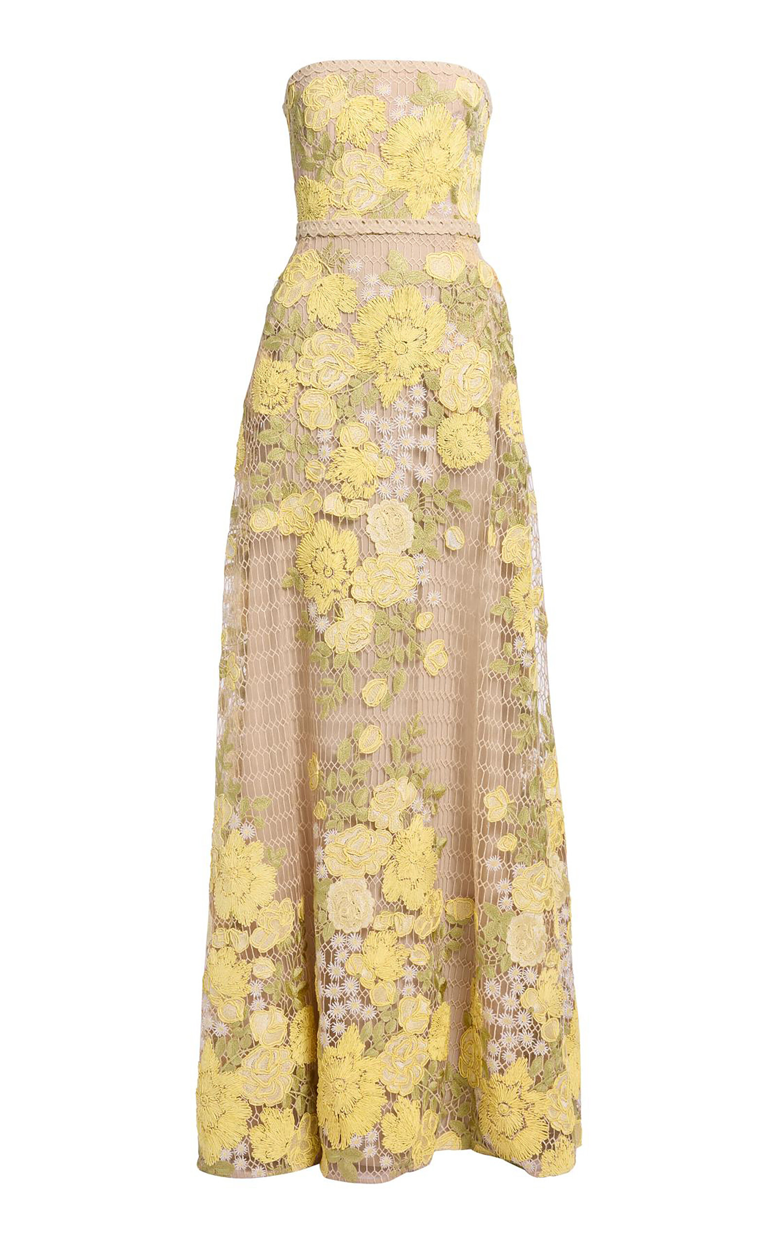 Elie Saab Tulle Embroidered Long Dress - Multi