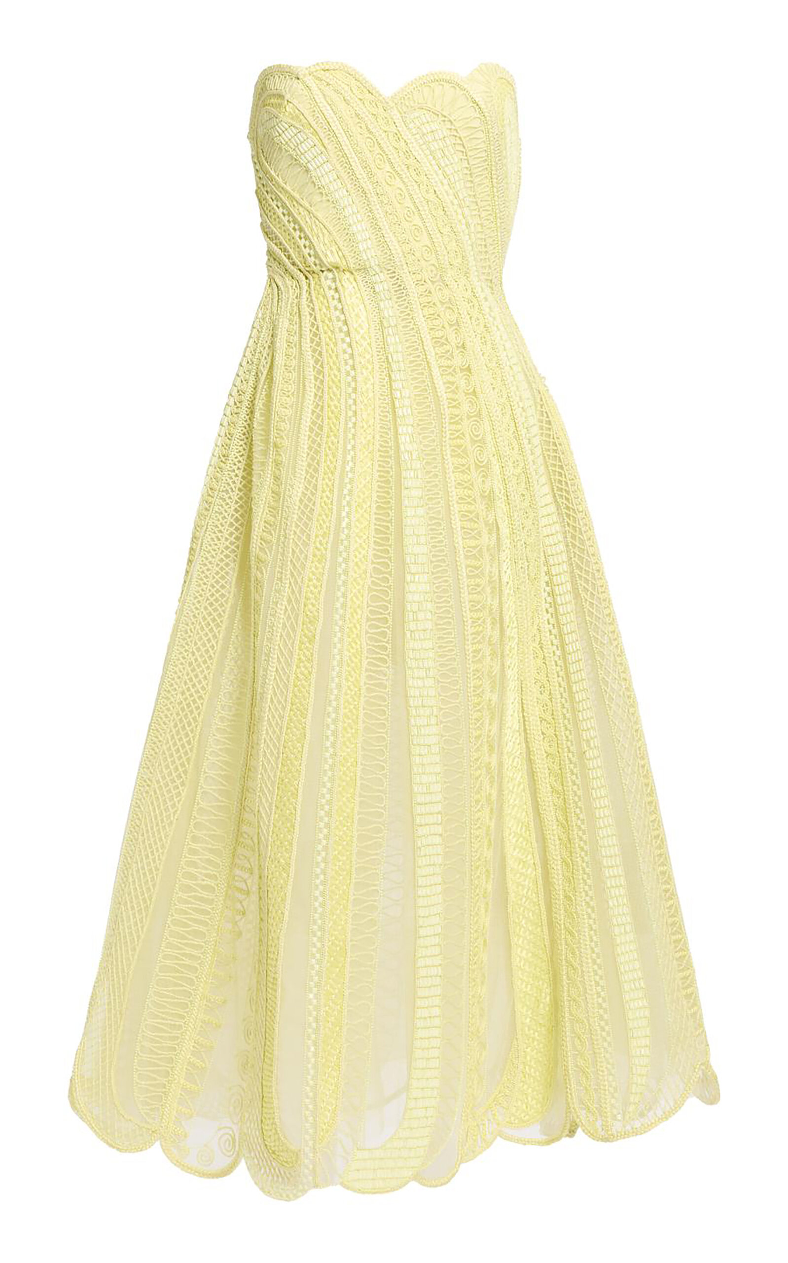 Elie Saab Bead Embroidered Midi Dress In Yellow