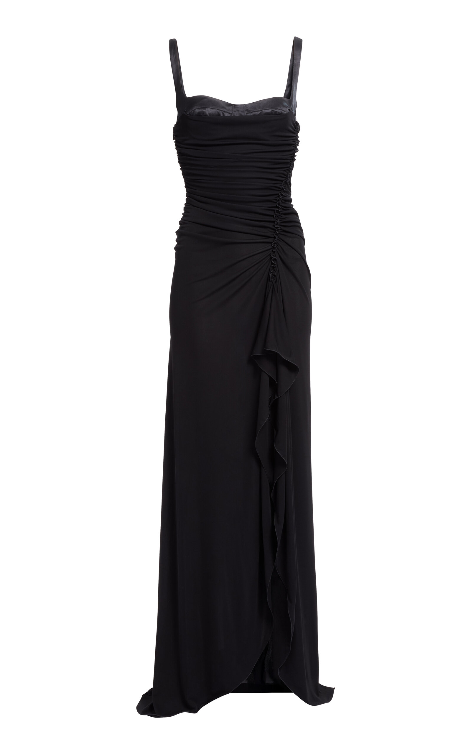 Elie Saab Jersey Satin Long Dress - Black