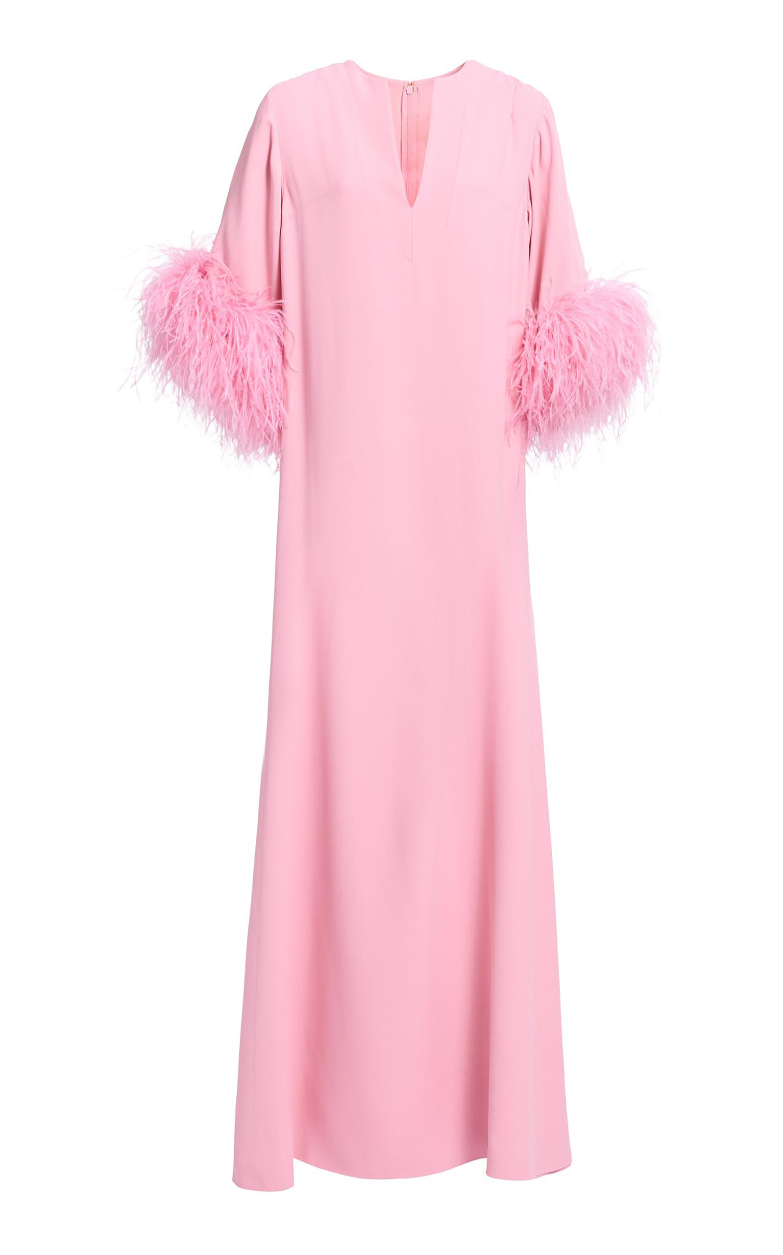 Elie Saab Cady And Feathers Kaftan In Pink