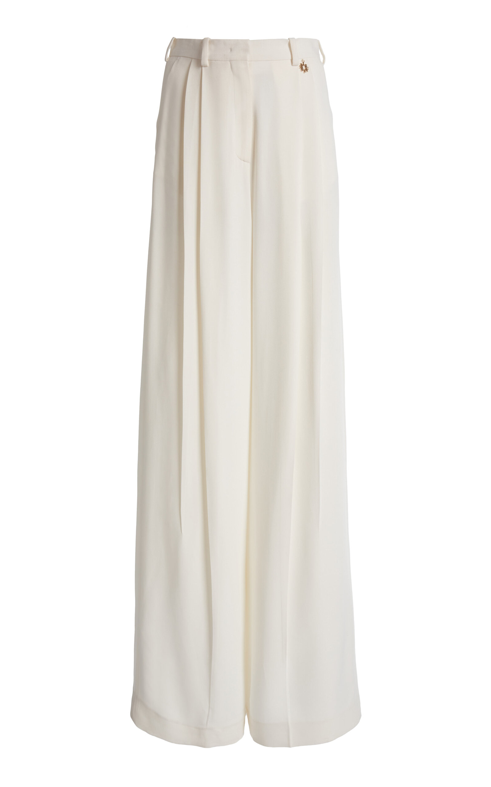 Zuhair Murad Heavy Silk-blend Cady Wide Trousers In Neutral