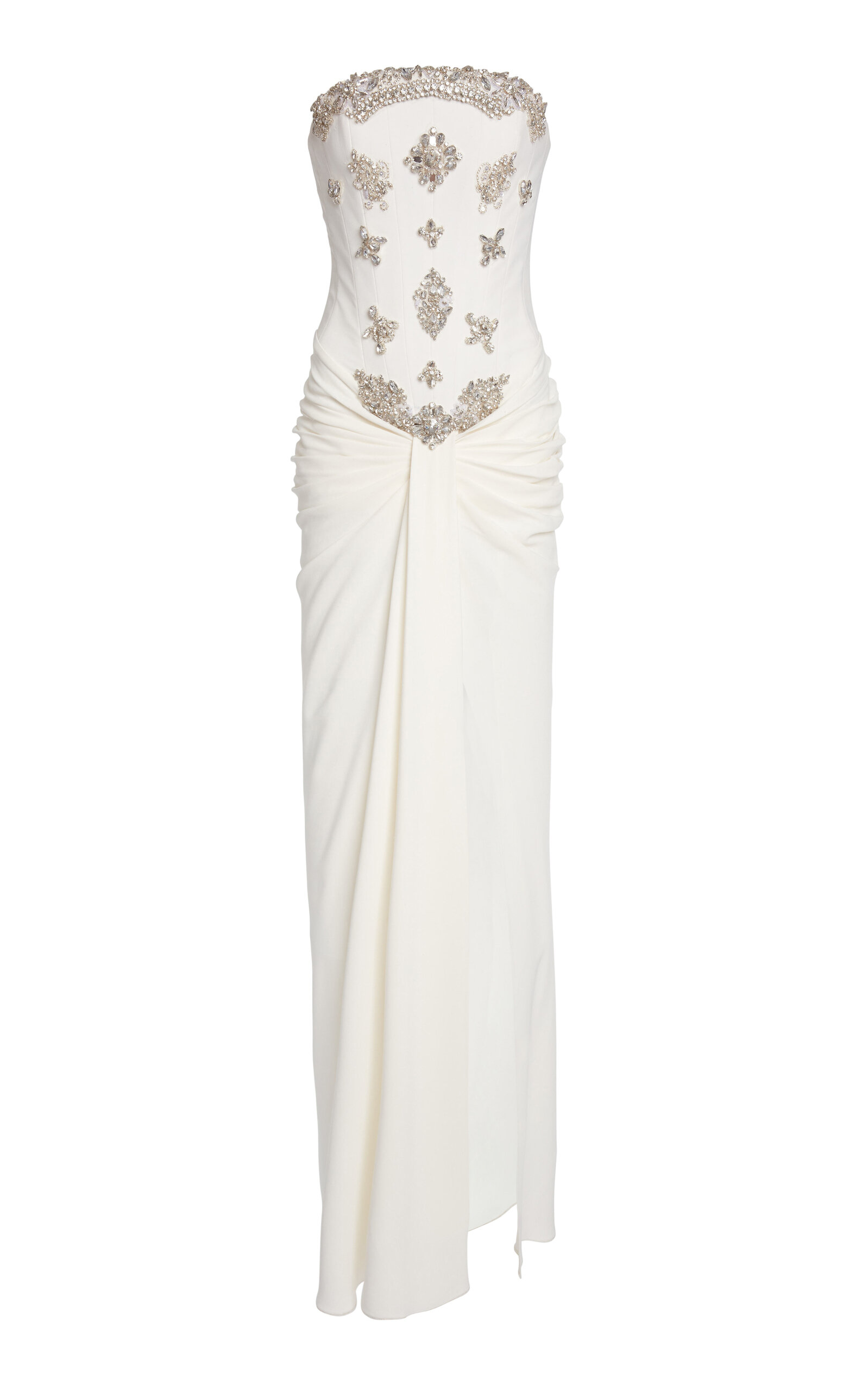 Zuhair Murad Cady Beaded Strapless Maxi Dress In White
