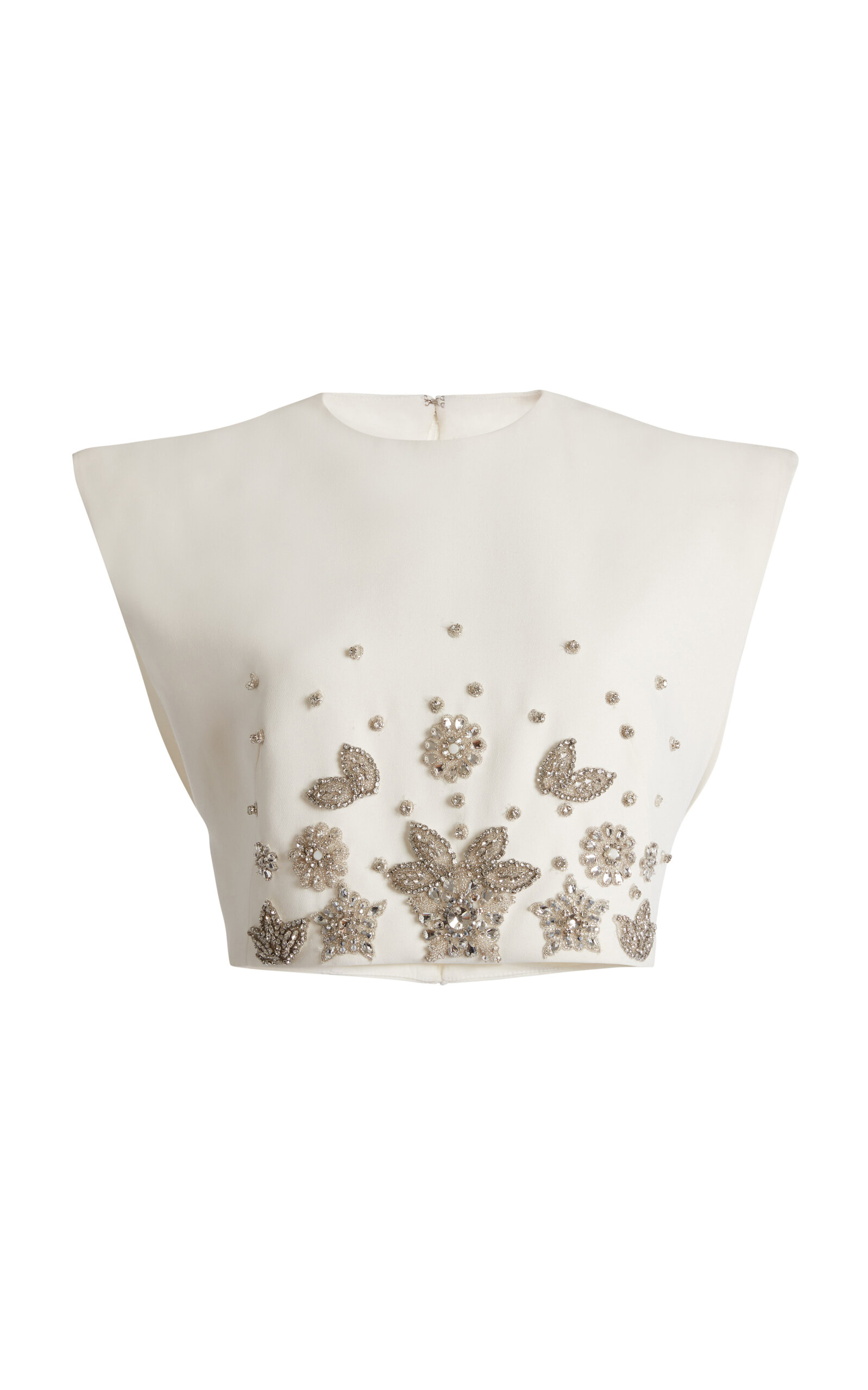 Zuhair Murad Cady Beaded Cropped Top In White
