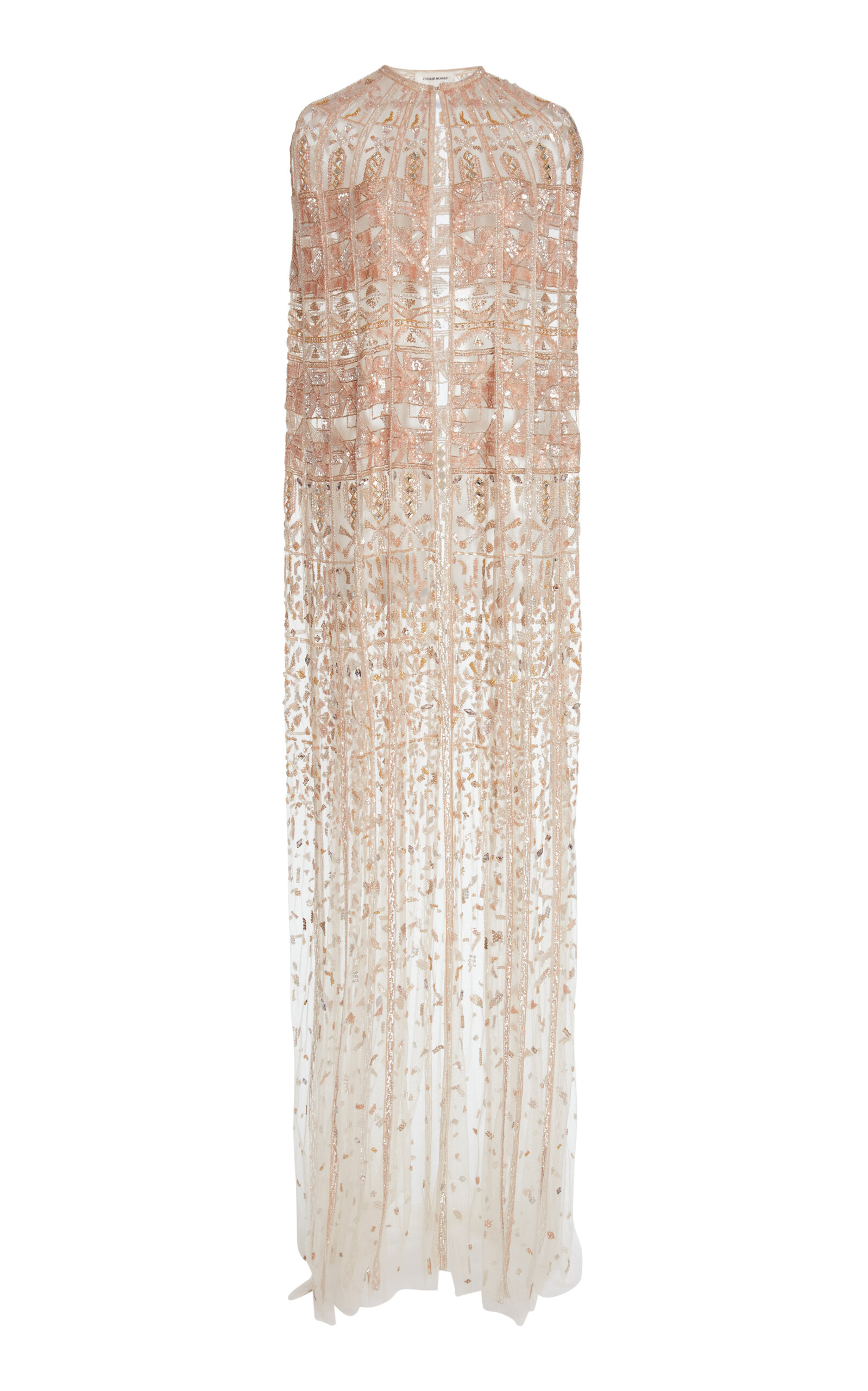 Zuhair Murad Temple Ceiling Embroidered Cape In Gold