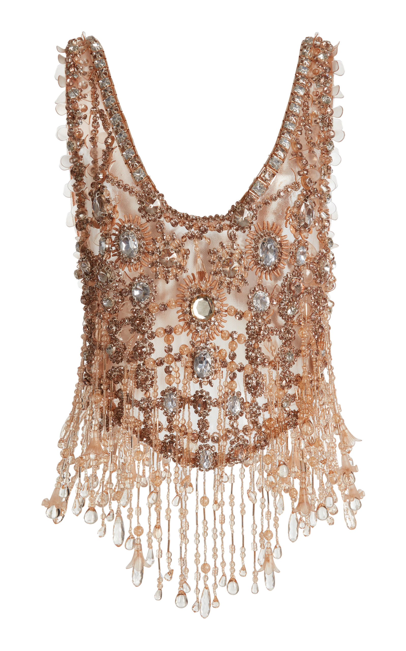 Zuhair Murad Jewelry Embroidered Top In Brown