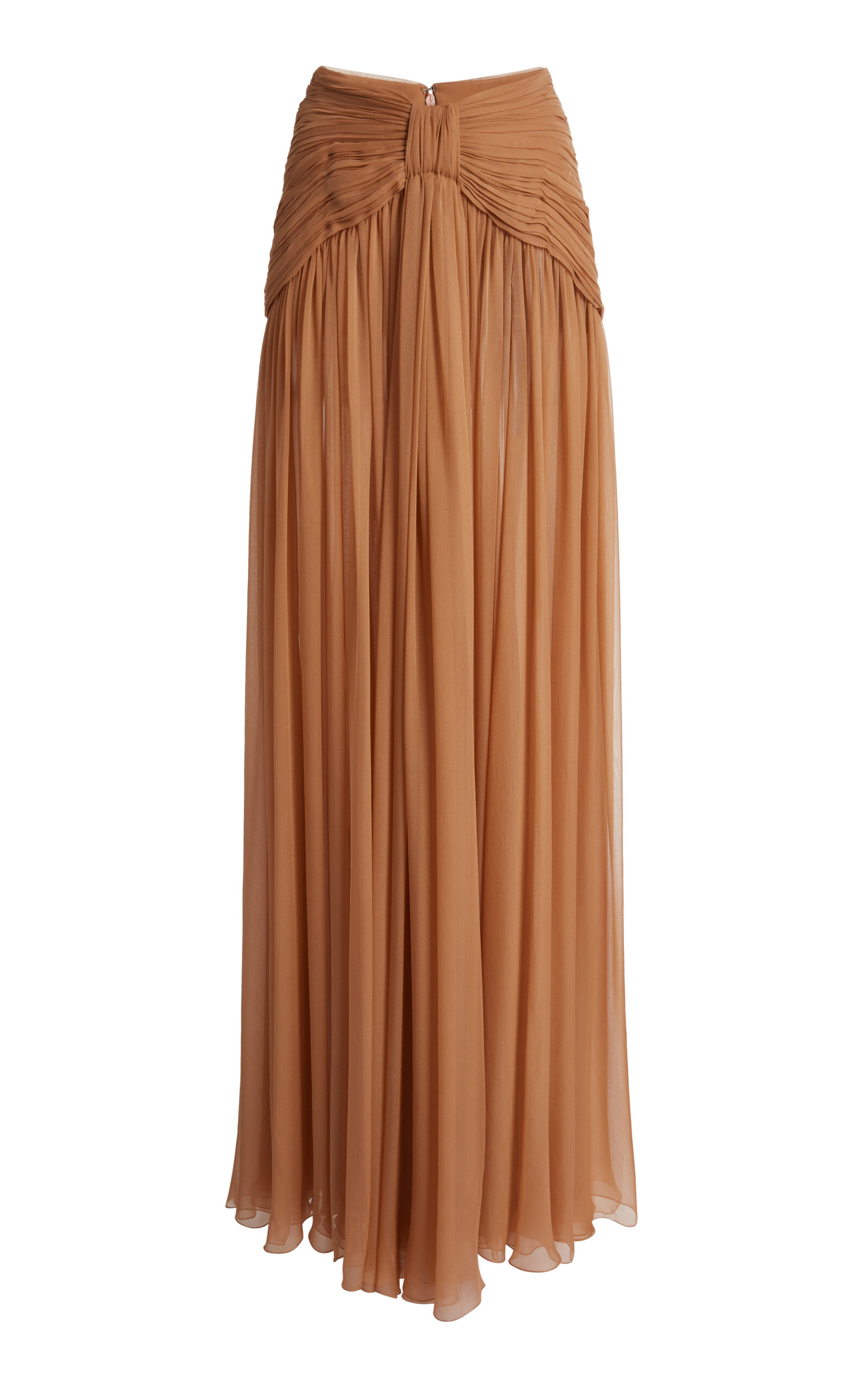 Zuhair Murad Silk Chiffon Draped Maxi Skirt In Brown