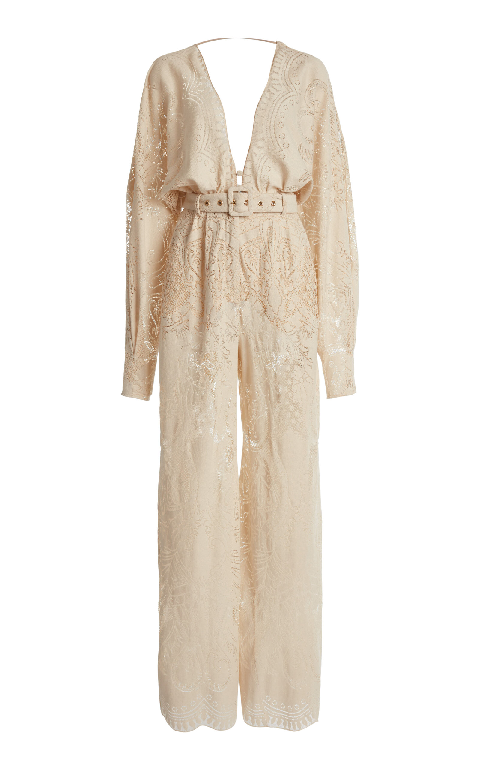 Zuhair Murad Embroidered Cotton-Silk Lace Jumpsuit - Ivory