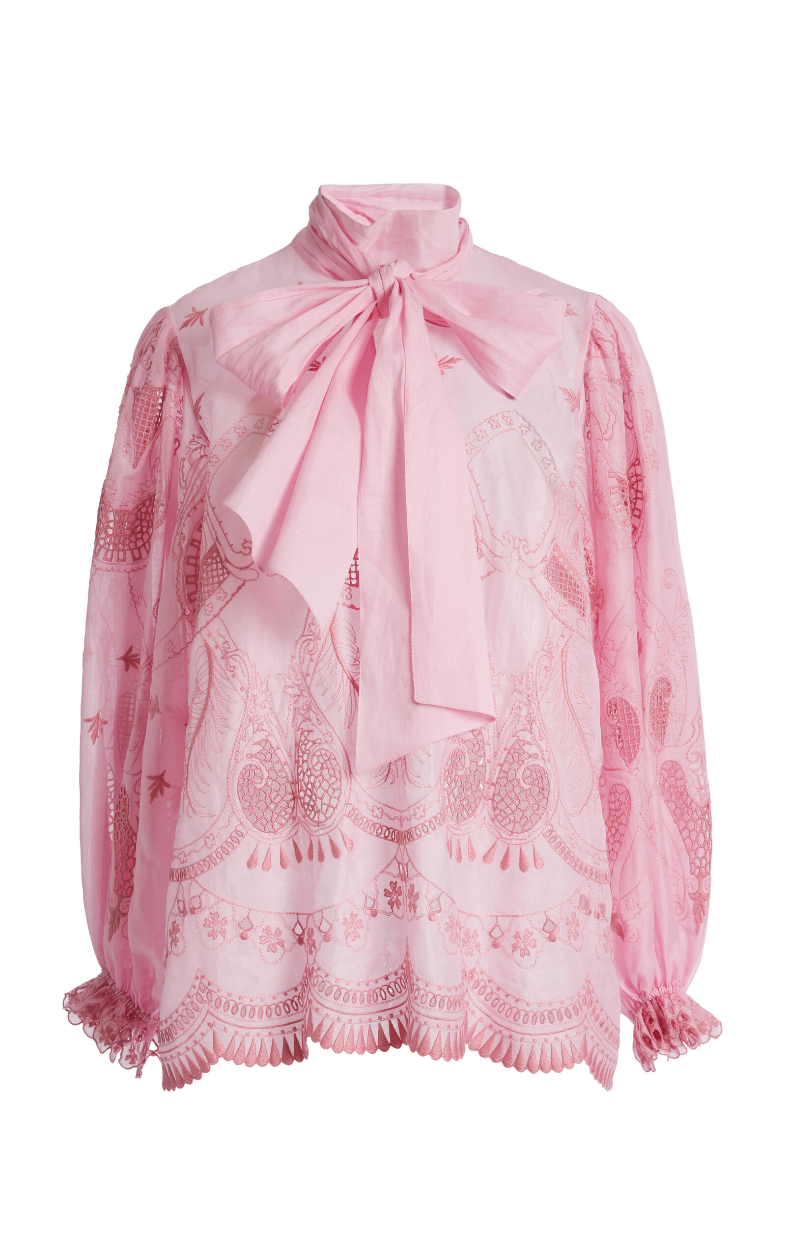 Zuhair Murad Cotton Organza Embroidered Blouse - Pink