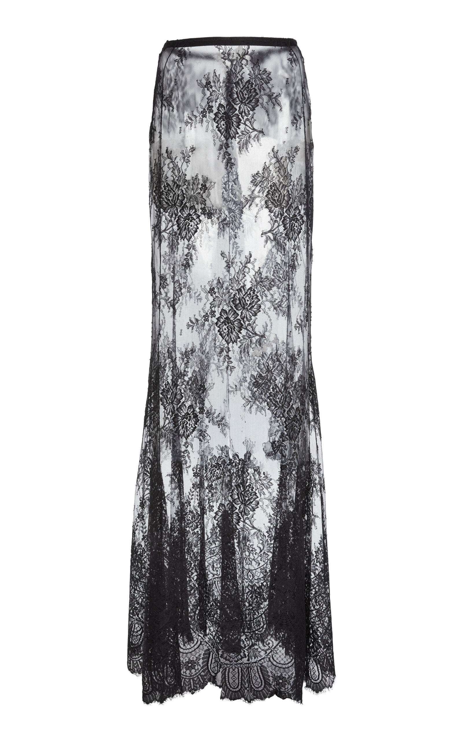Zuhair Murad Sheer Lace Panel Maxi Skirt In Black