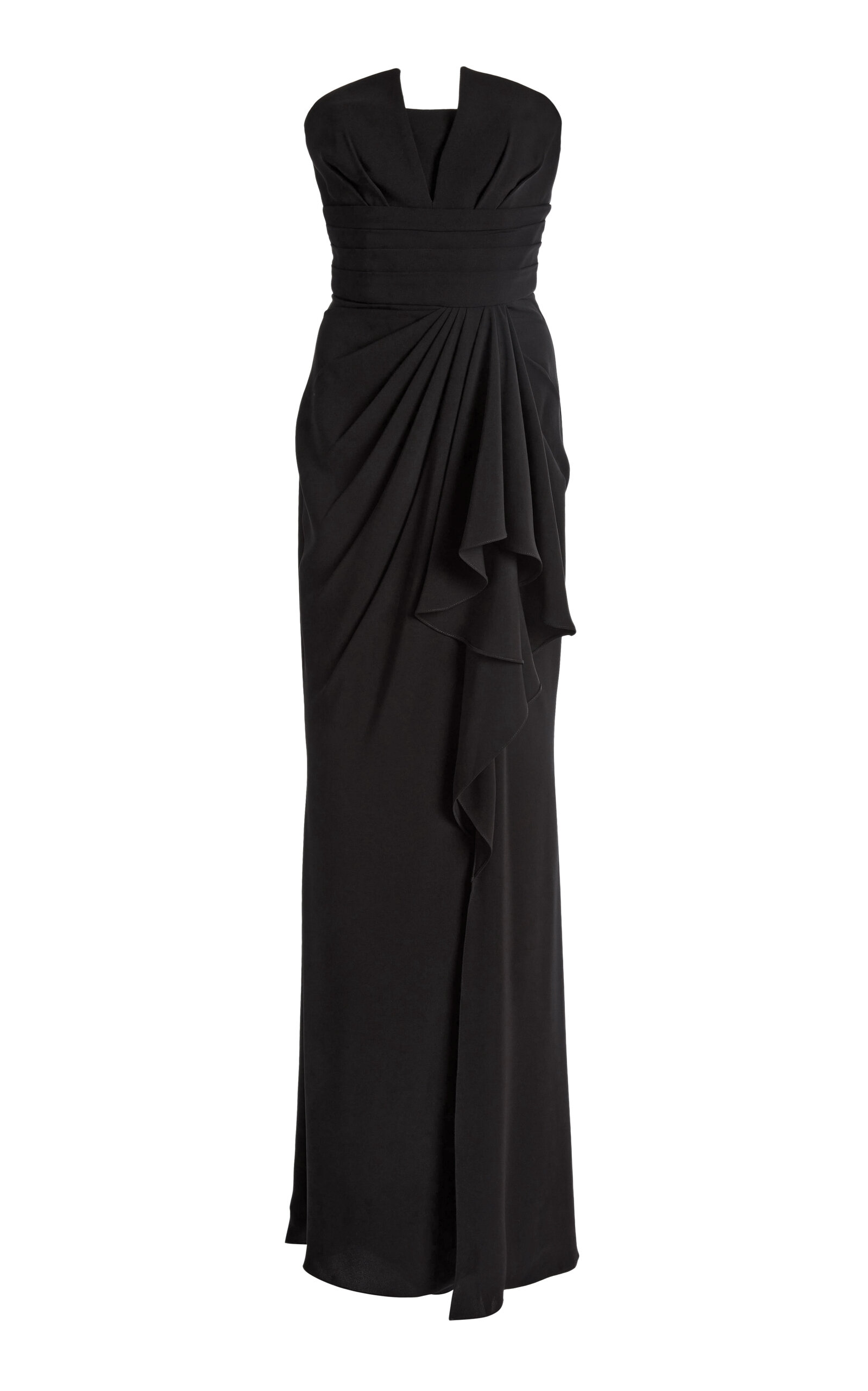 Zuhair Murad Light Cady Draped Maxi Dress - Black
