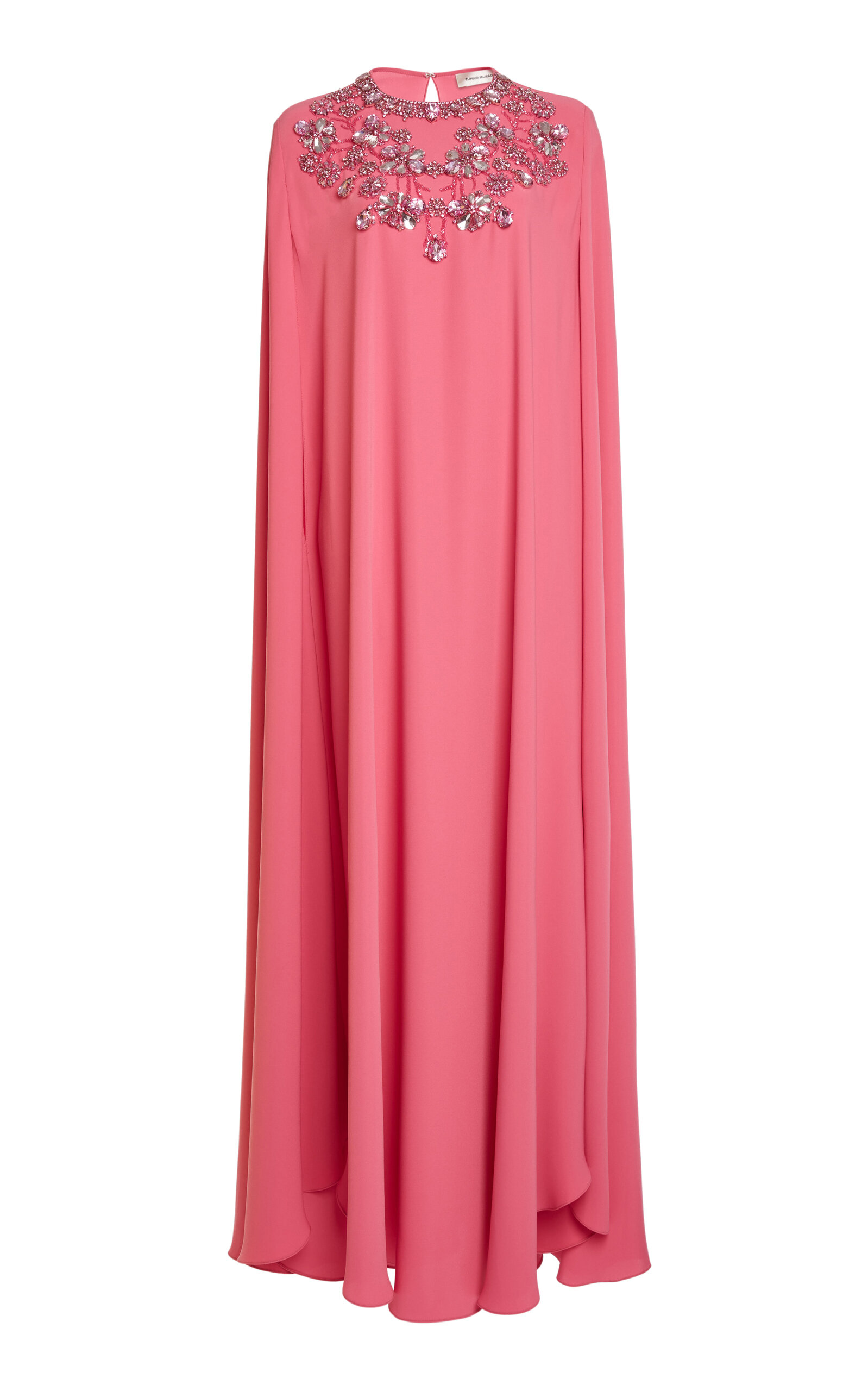 Zuhair Murad Cady Flower Embroidered Cape Maxi Dress - Pink