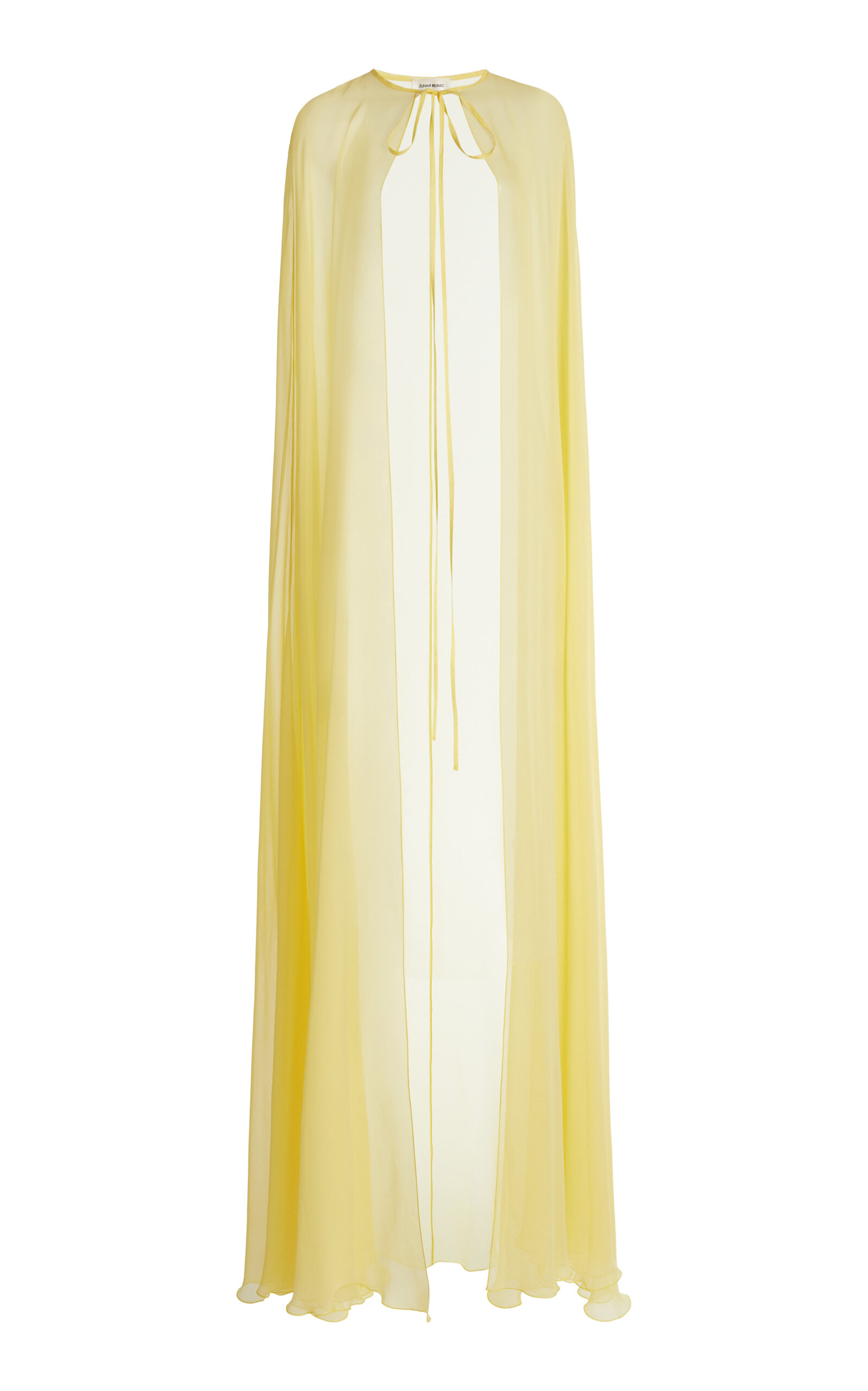 Zuhair Murad Silk Chiffon Bow Drape Capelet In Yellow