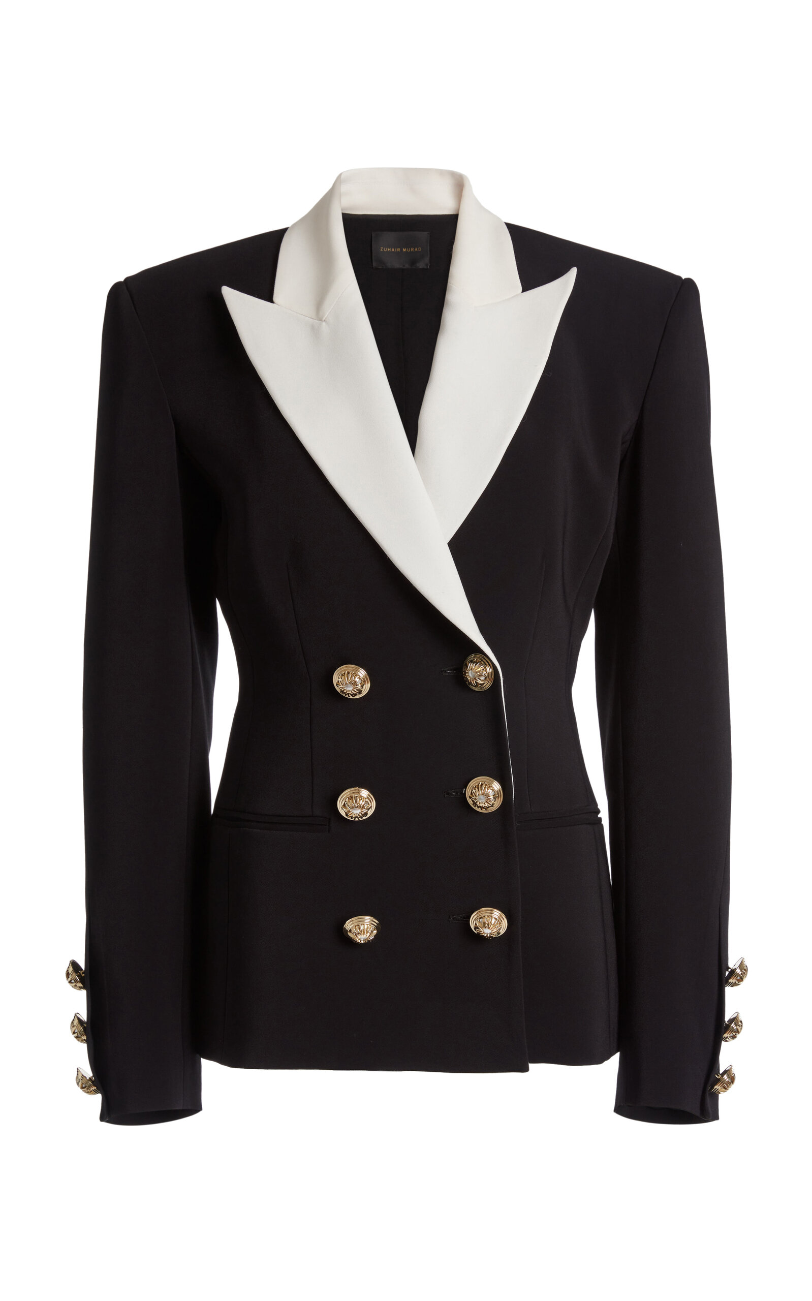 Zuhair Murad Silk-Blend Heavy Cady Double-Breasted Blazer - Black