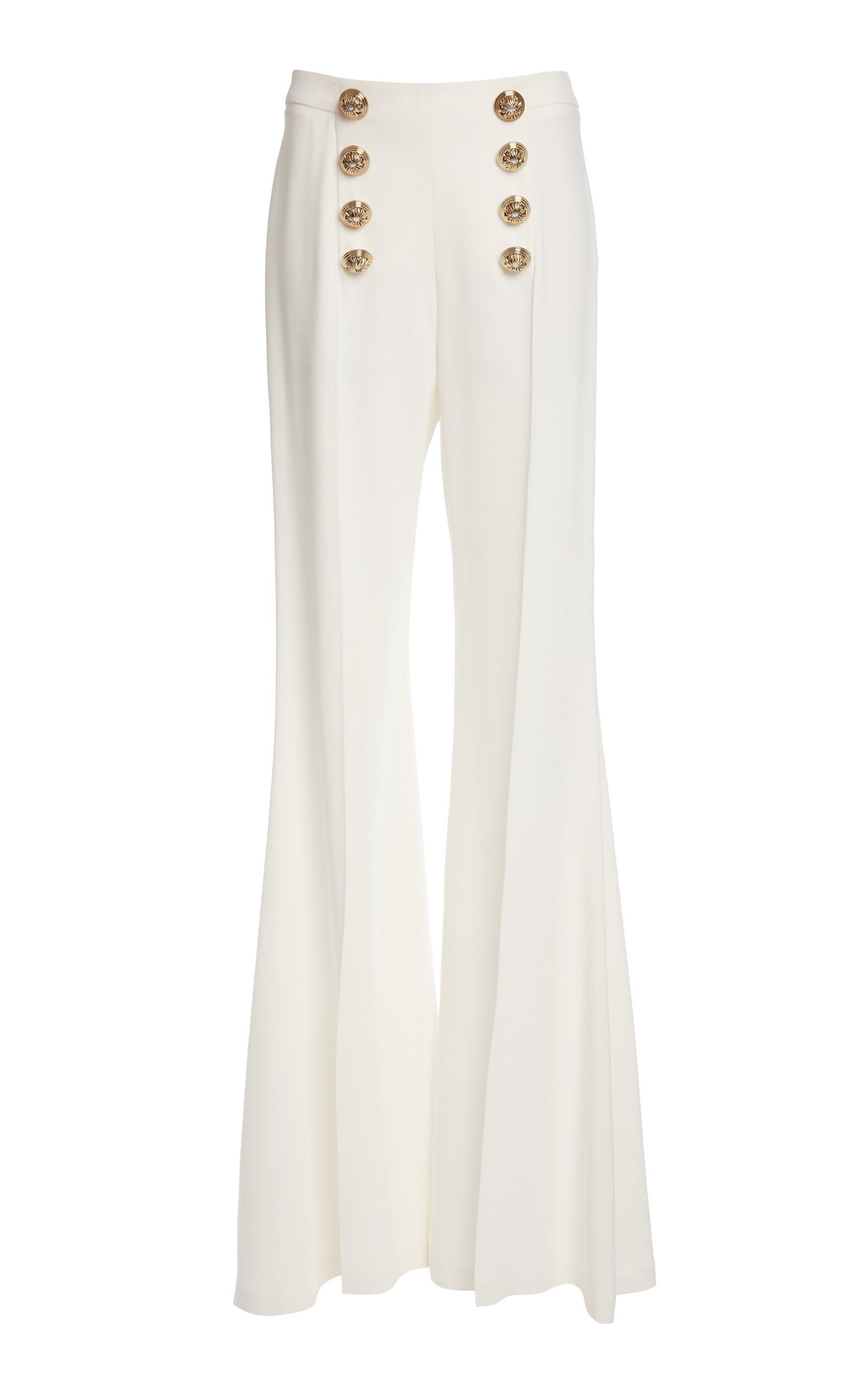 Zuhair Murad Silk-blend Light Cady Flared Tailored Pants In White