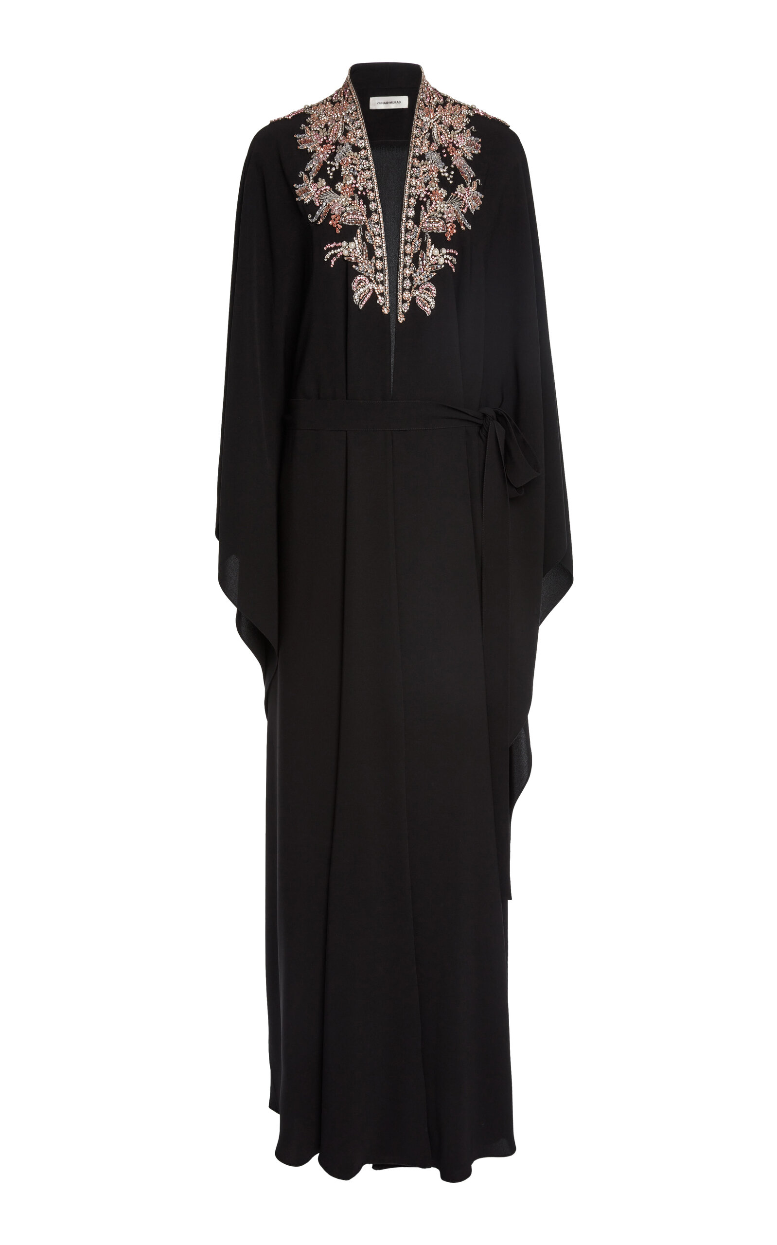 Zuhair Murad Cady Beaded Collar Kaftan Maxi Dress - Black