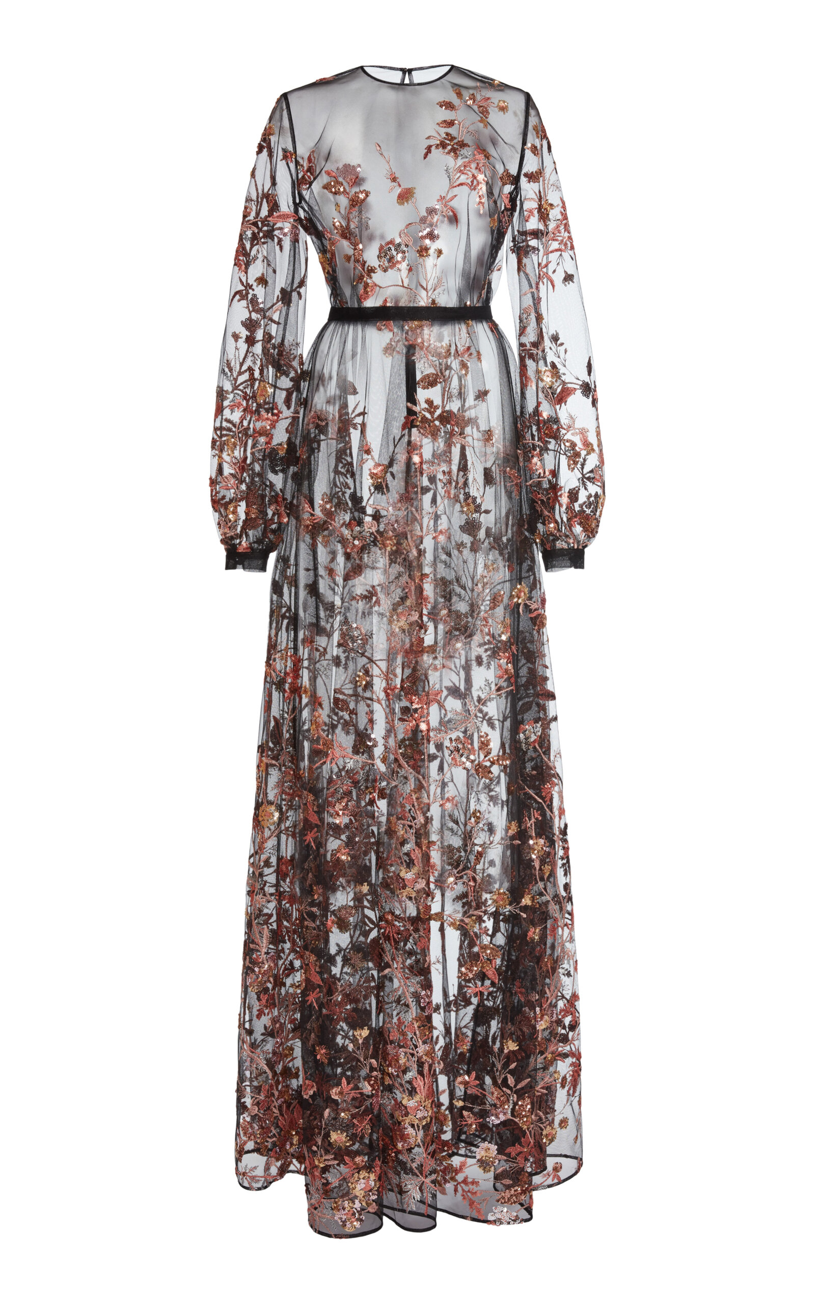 Zuhair Murad Sequins Tulle Beaded Maxi Dress - Floral