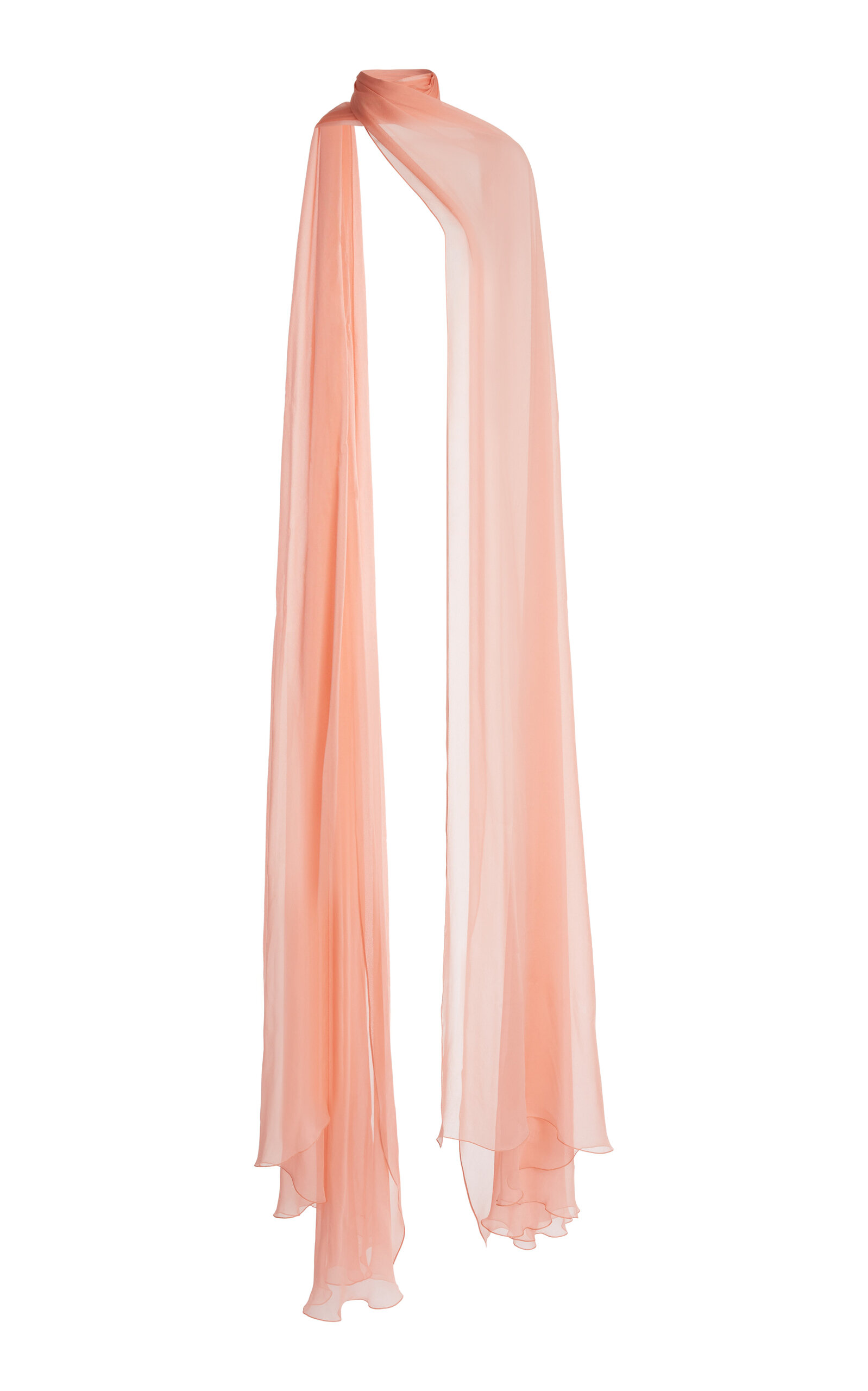 Zuhair Murad Silk Chiffon Long Drape Scarf - Pink