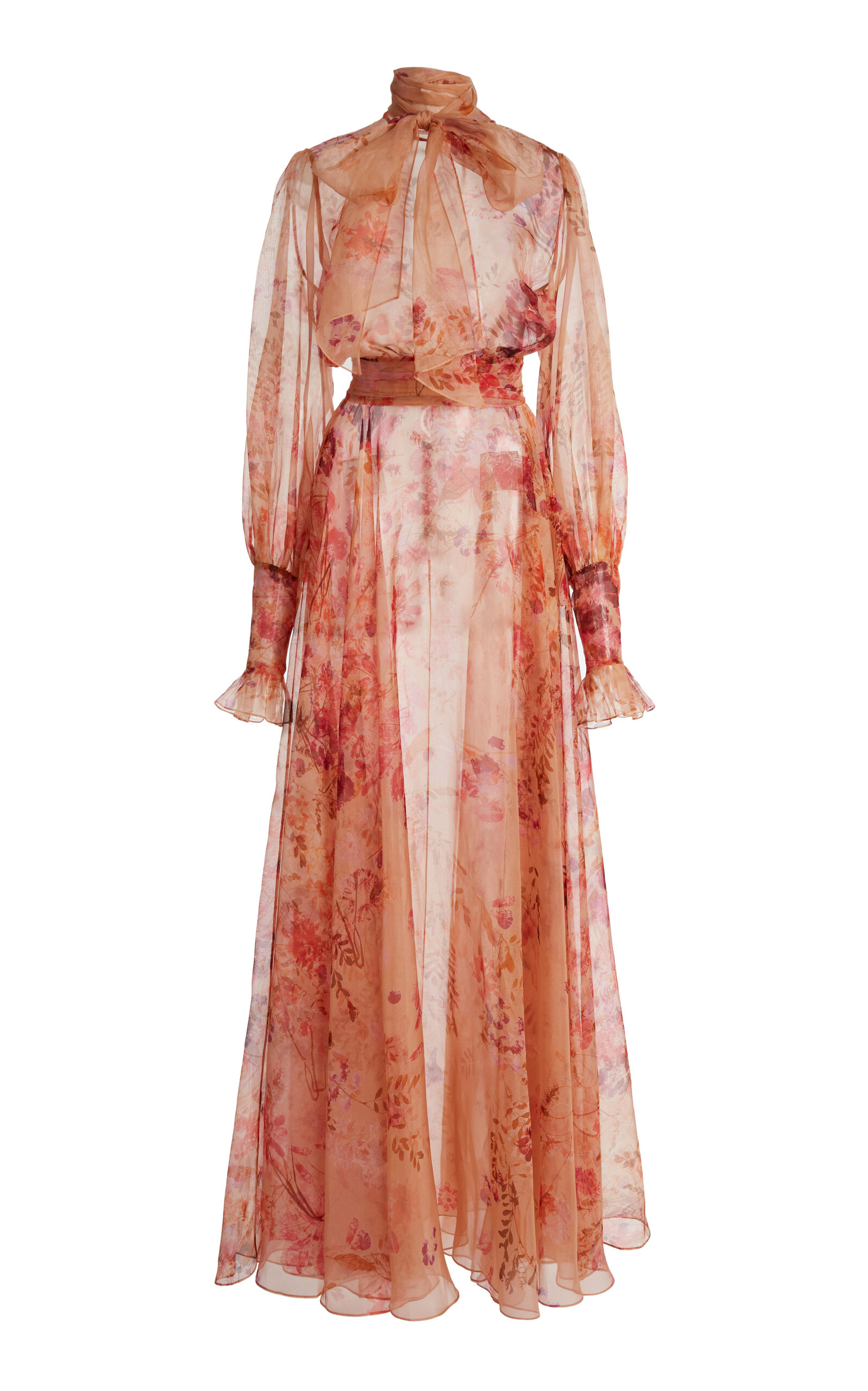 Zuhair Murad Silk Organza Floral Draped Maxi Dress - Floral