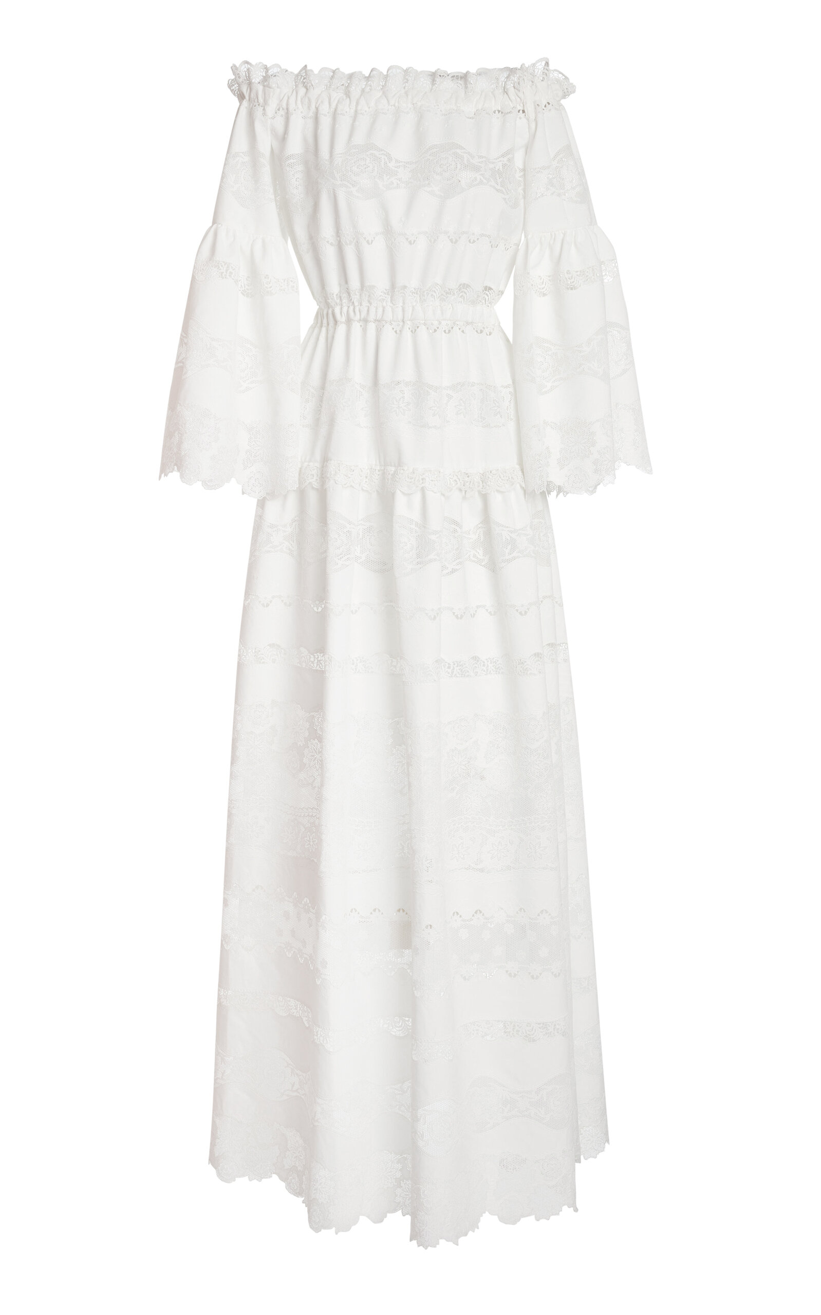 Zuhair Murad Madras Broderie Off-Shoulder Maxi Dress - White
