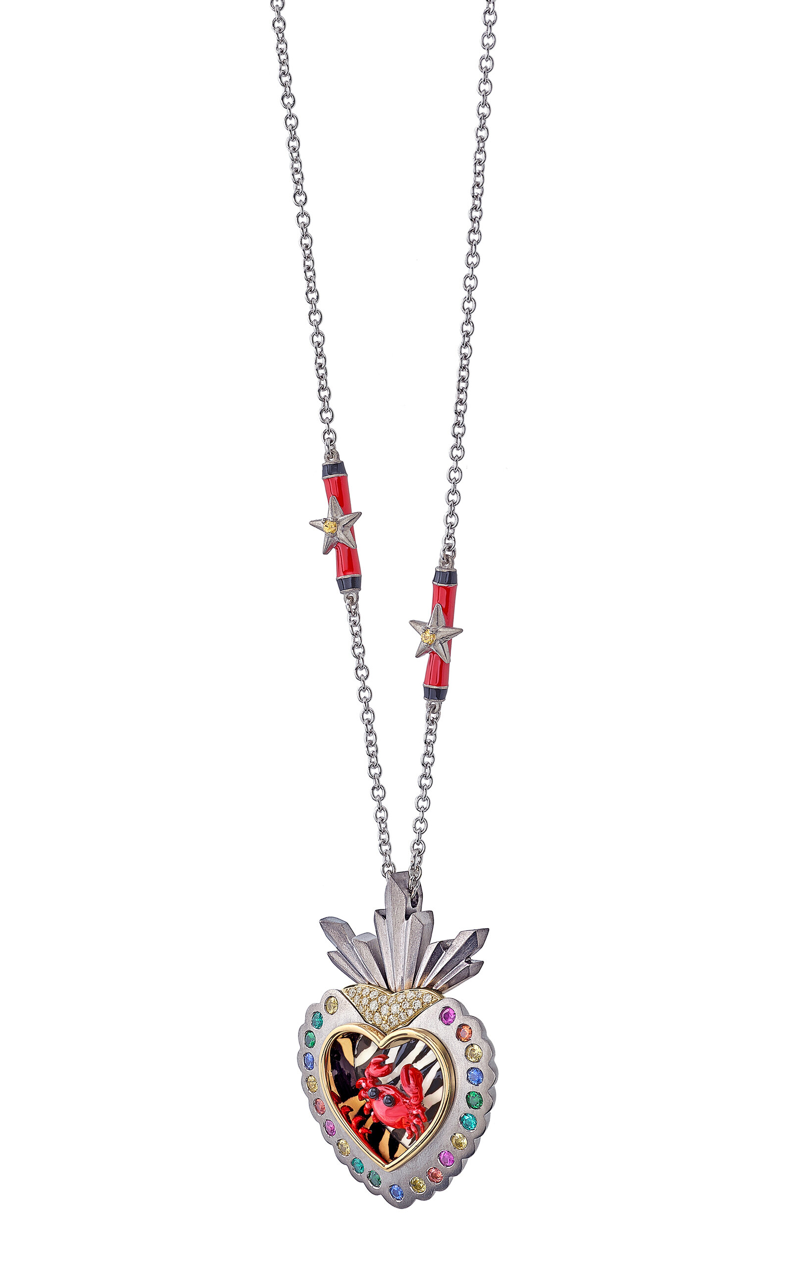 Francesca Villa 18K Yellow Gold and Titanium Fantasia; The Crab; Necklace - Red - OS - Only At Moda Operandi