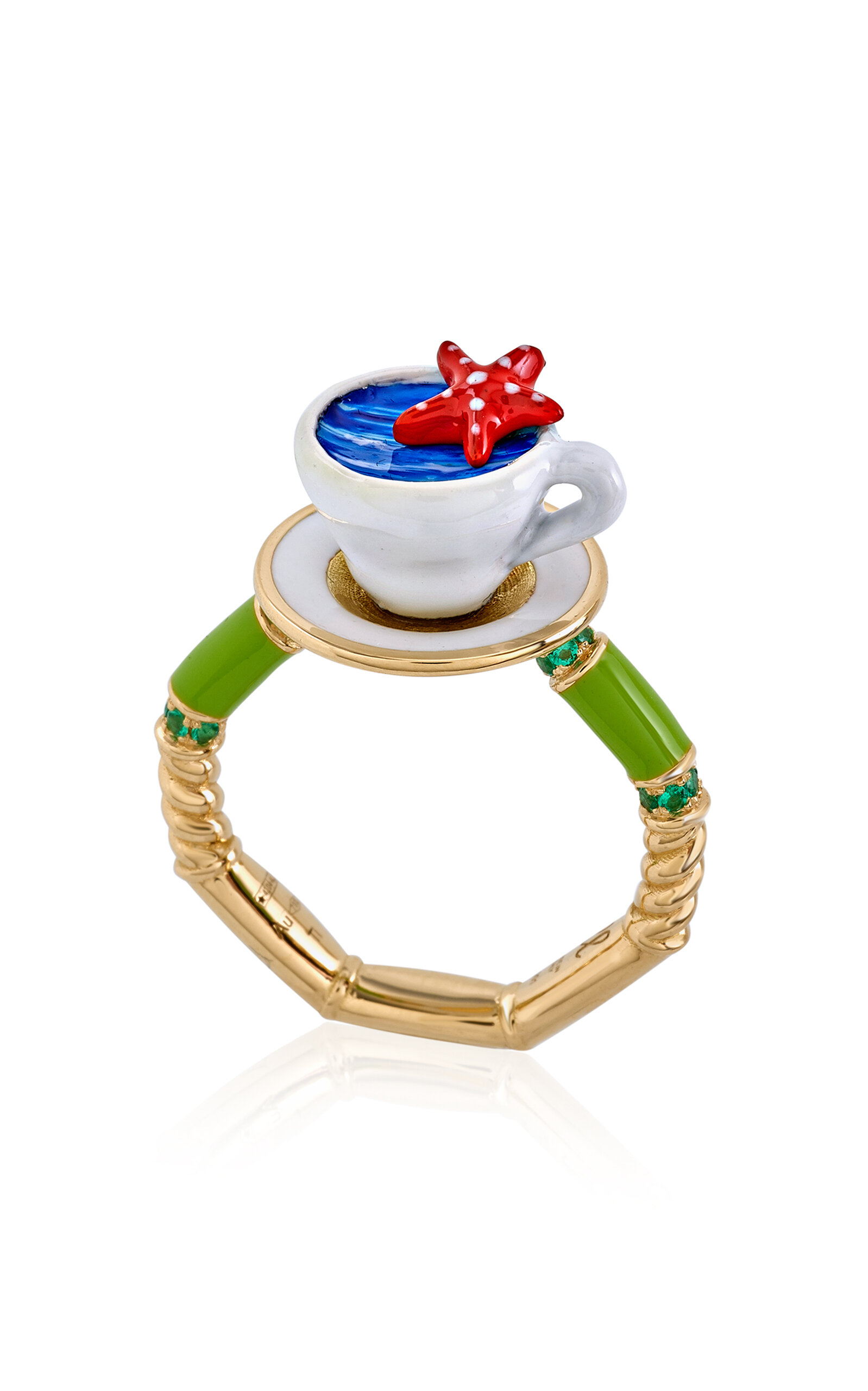 Francesca Villa 18k Yellow Gold And Titanium Fanatasia; Take A Sip; Ring In Multi