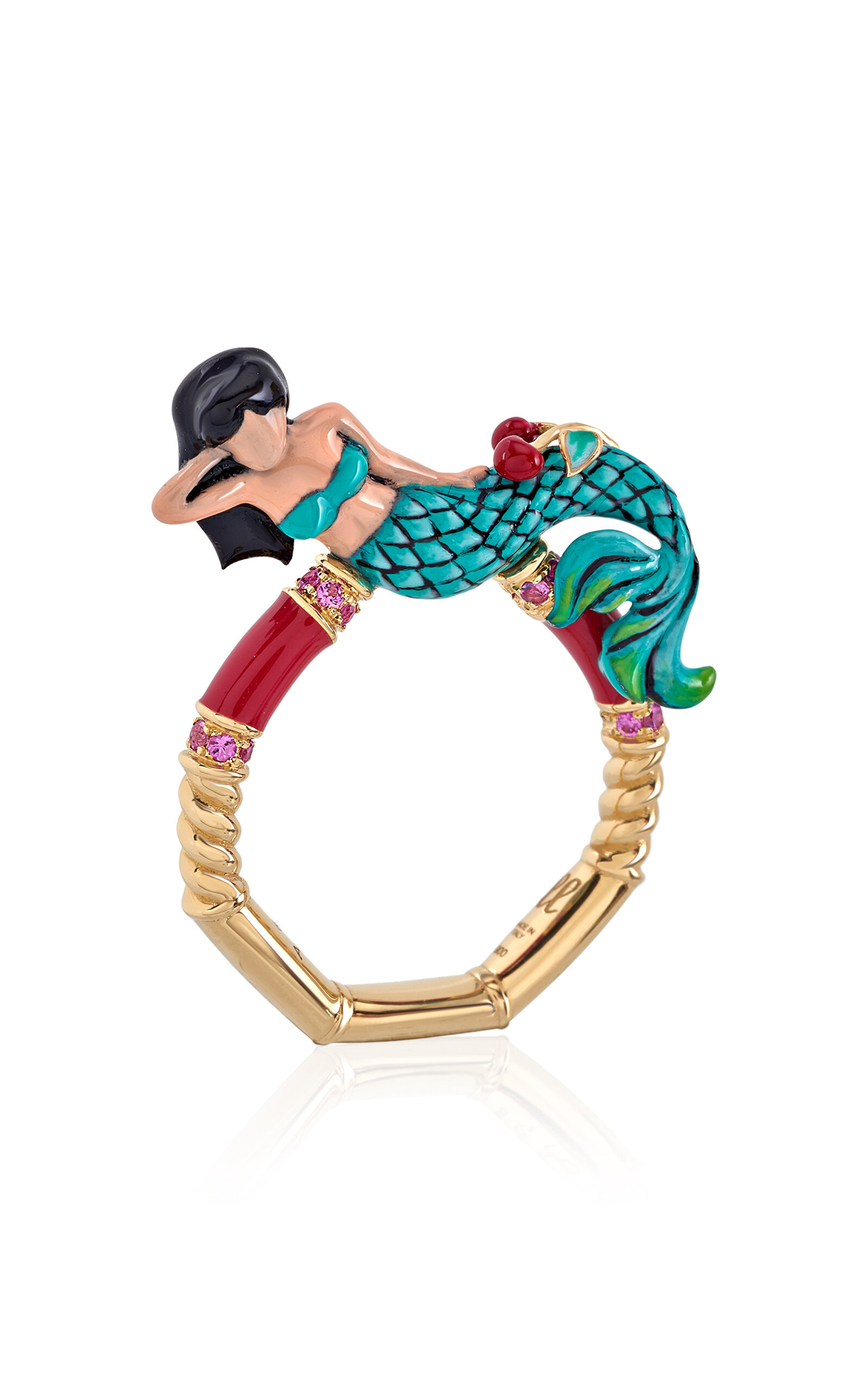 Francesca Villa 18k Yellow Gold And Titanium The Mermaid Has Her Cherries Ring In Gold
