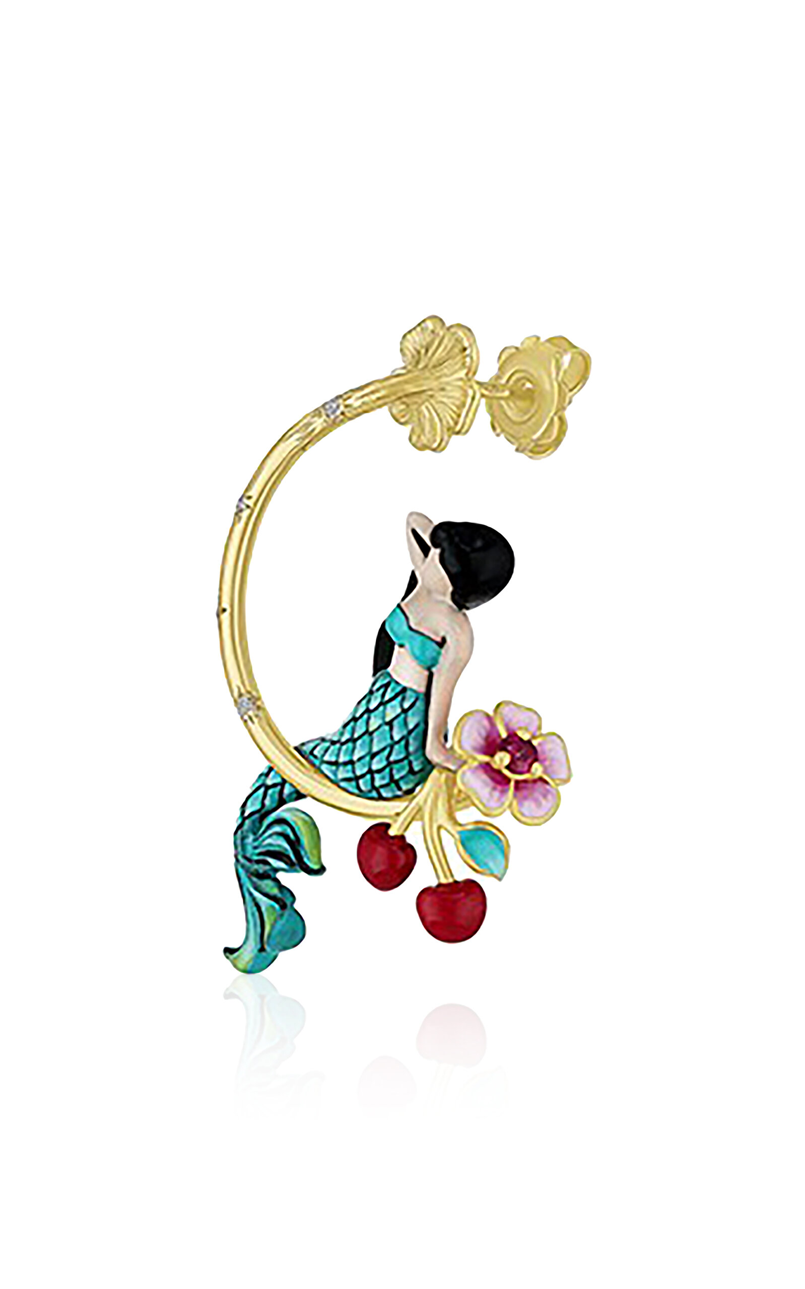 Francesca Villa 18k Yellow Gold And Titanium Fantasia; The Mermaid Hoop; Earring In Gold