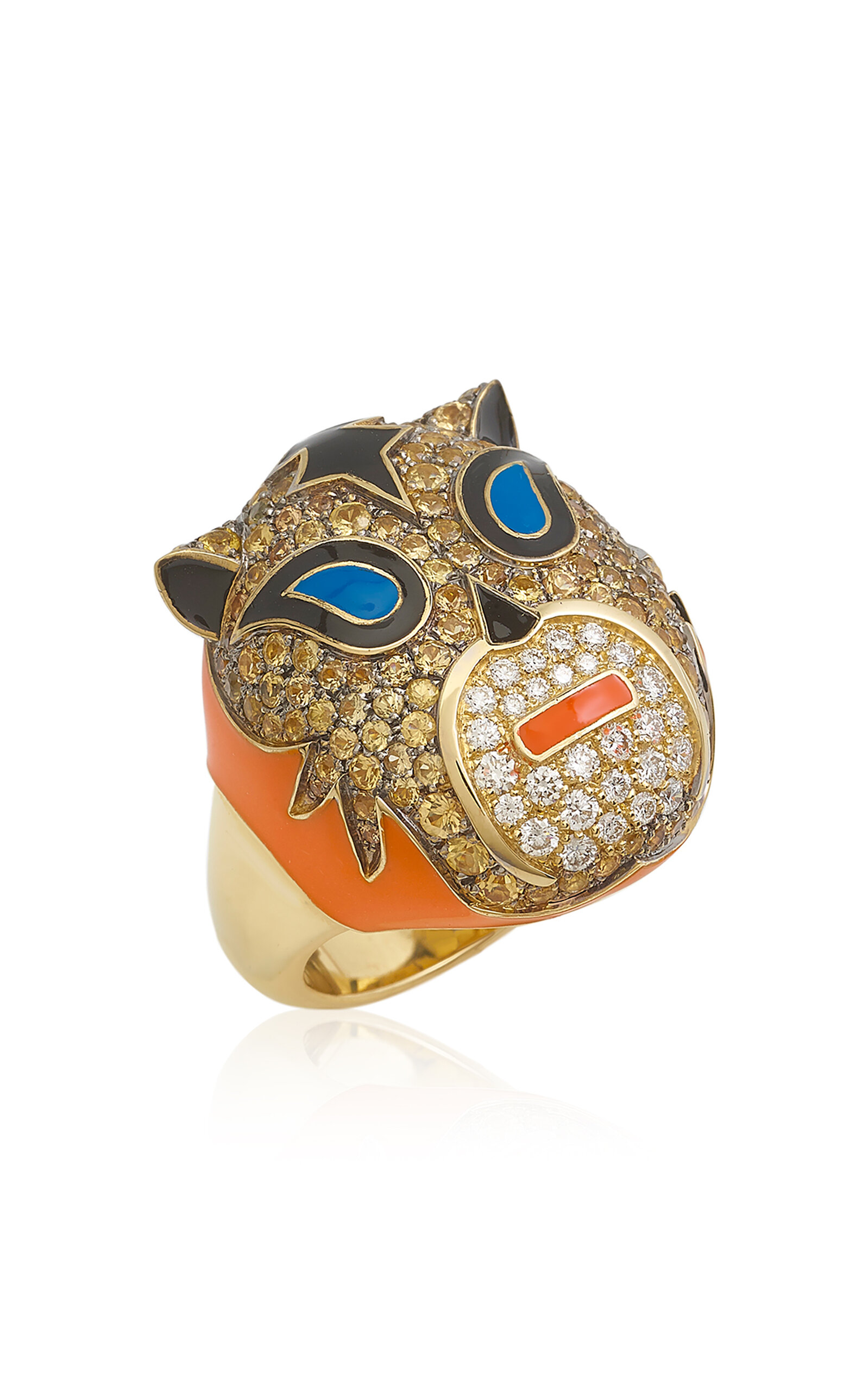 Francesca Villa 18k Yellow Gold The Wrestlers The Tiger Ring In Gold
