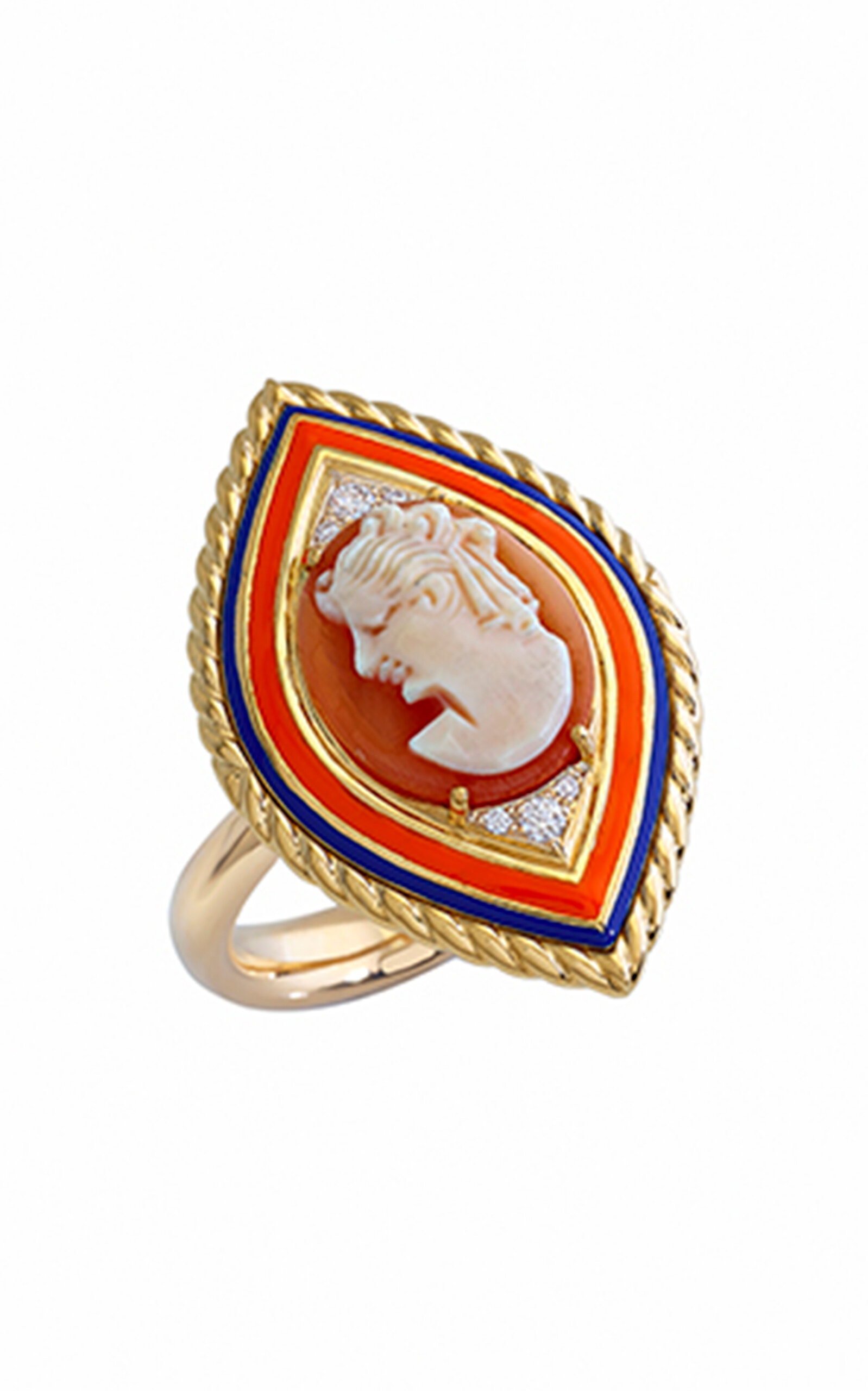Francesca Villa 18k Yellow Gold Be Brave 1 Ring With Diamonds In Gold