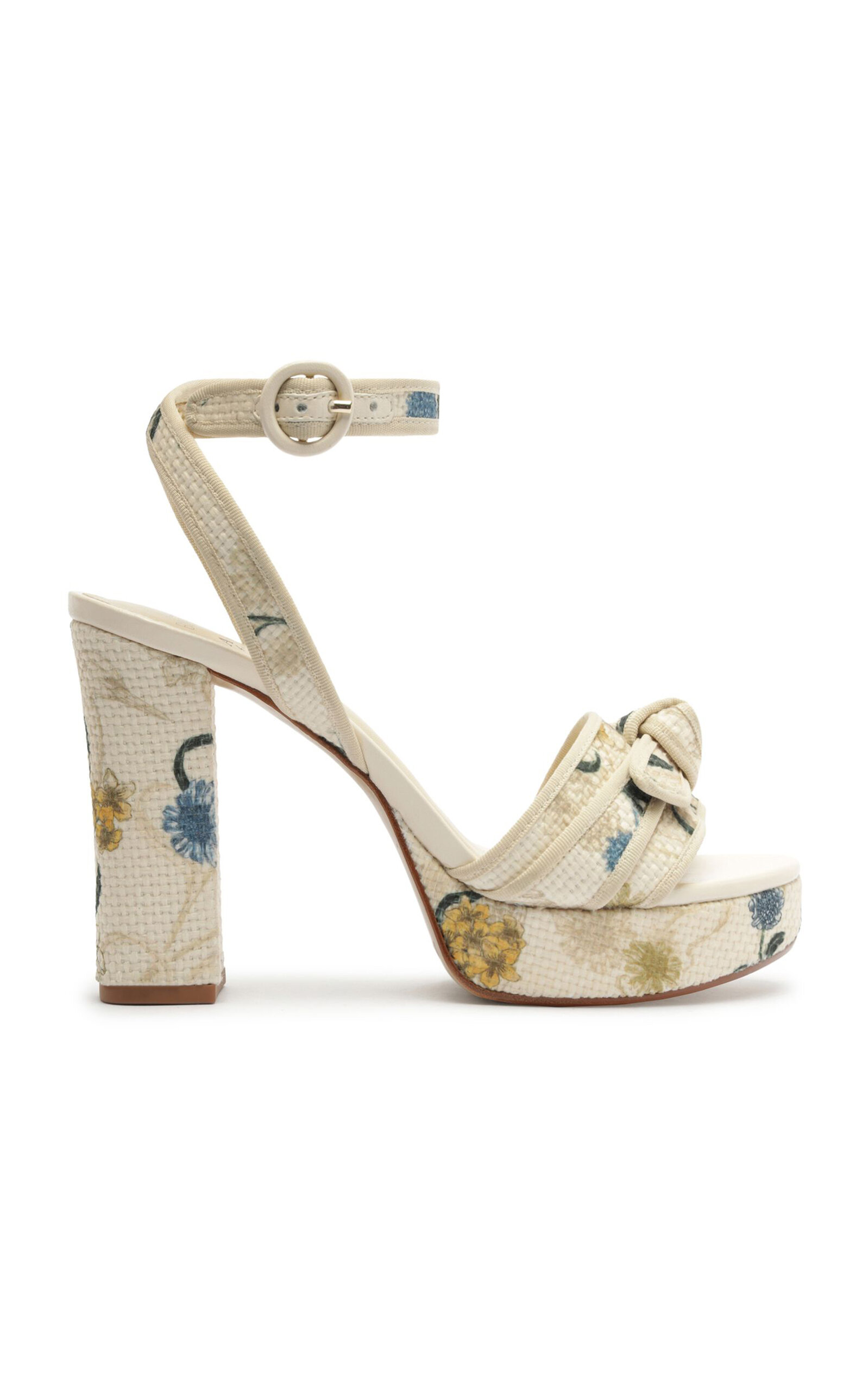 Alexandre Birman Grossgrain Raffia Platform Sandals