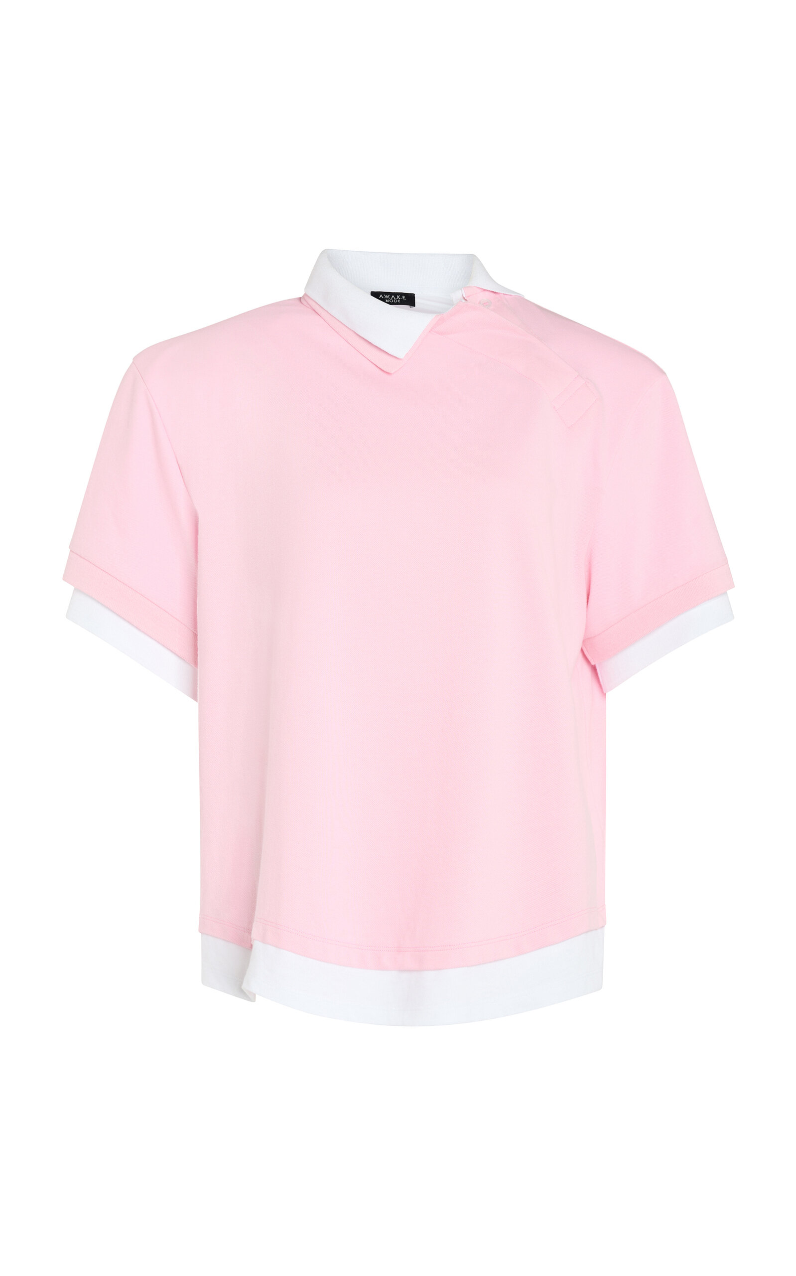 A.w.a.k.e. Cotton Double-collar Rugby Top With Shoulder Pads In Multi