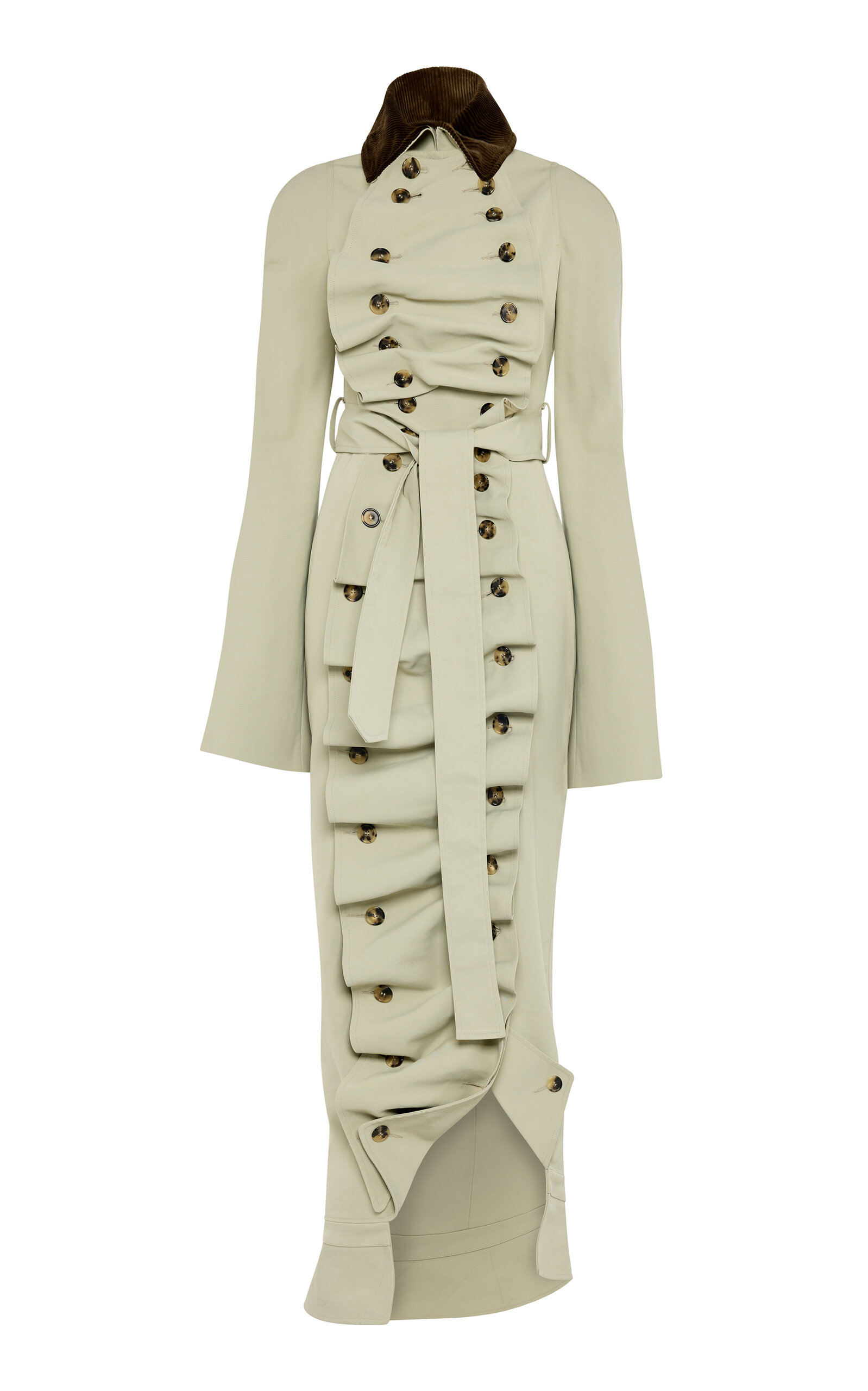 A.w.a.k.e. Cotton-blend Bib-front Structured Trench Coat In Brown