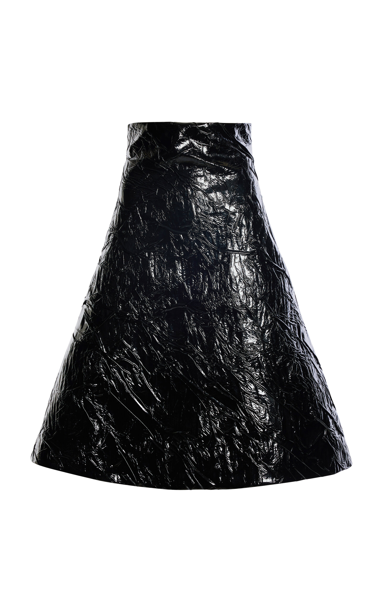 A.W.A.K.E. MODE Embossed Patent A-Line Mini Skirt - Black