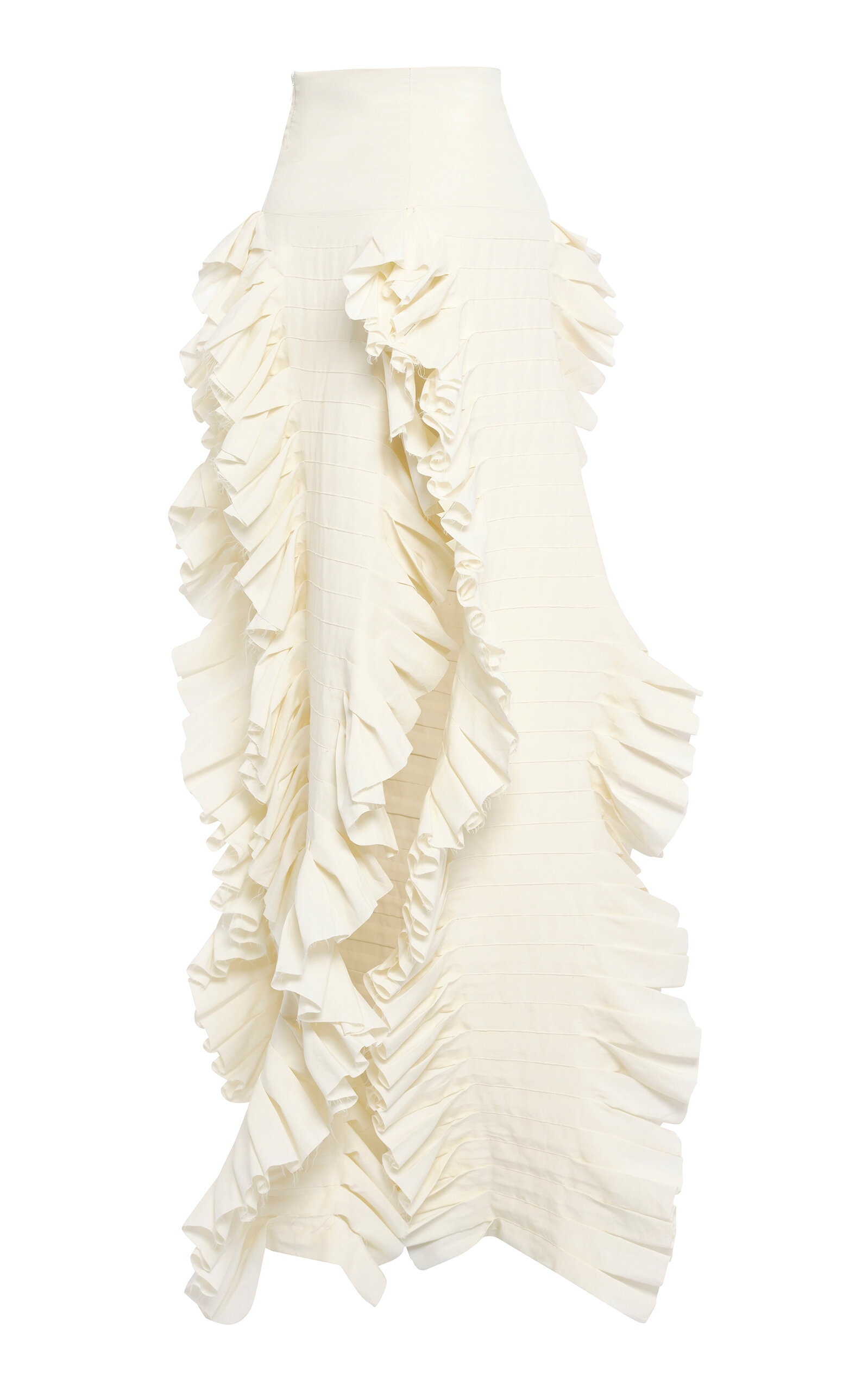 A.w.a.k.e. Cotton-linen Laminary Pleated Maxi Skirt In White