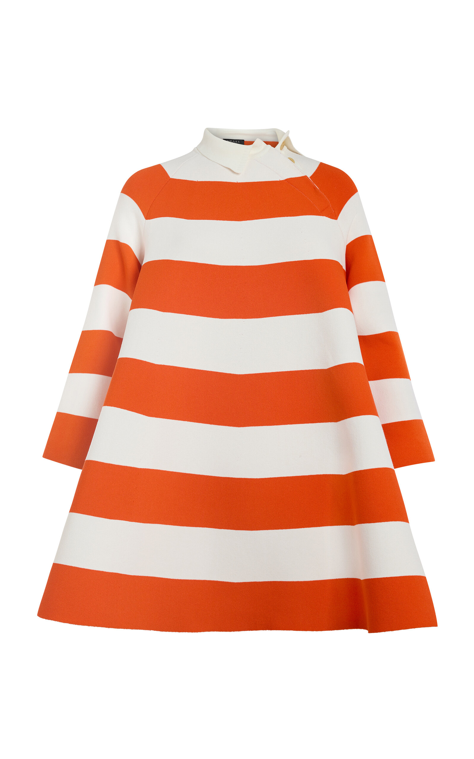 A.w.a.k.e. Knitted Stripe Flared Mini Dress In Brown