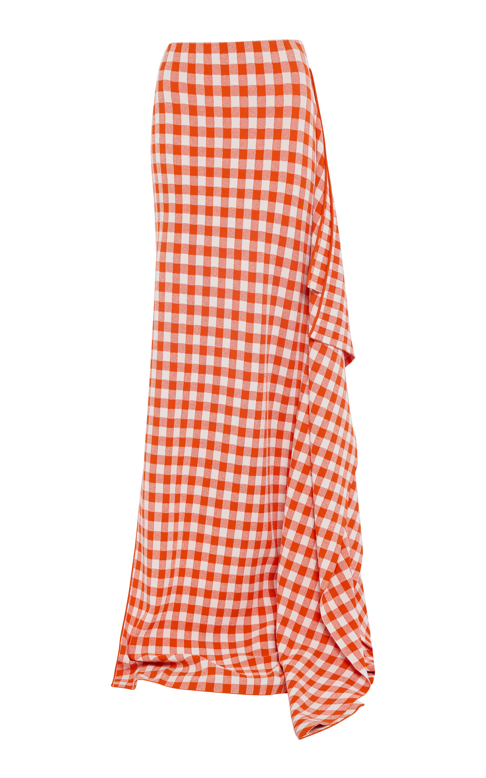 A.w.a.k.e. Knitted Gingham Ruffle Maxi Skirt In Multi