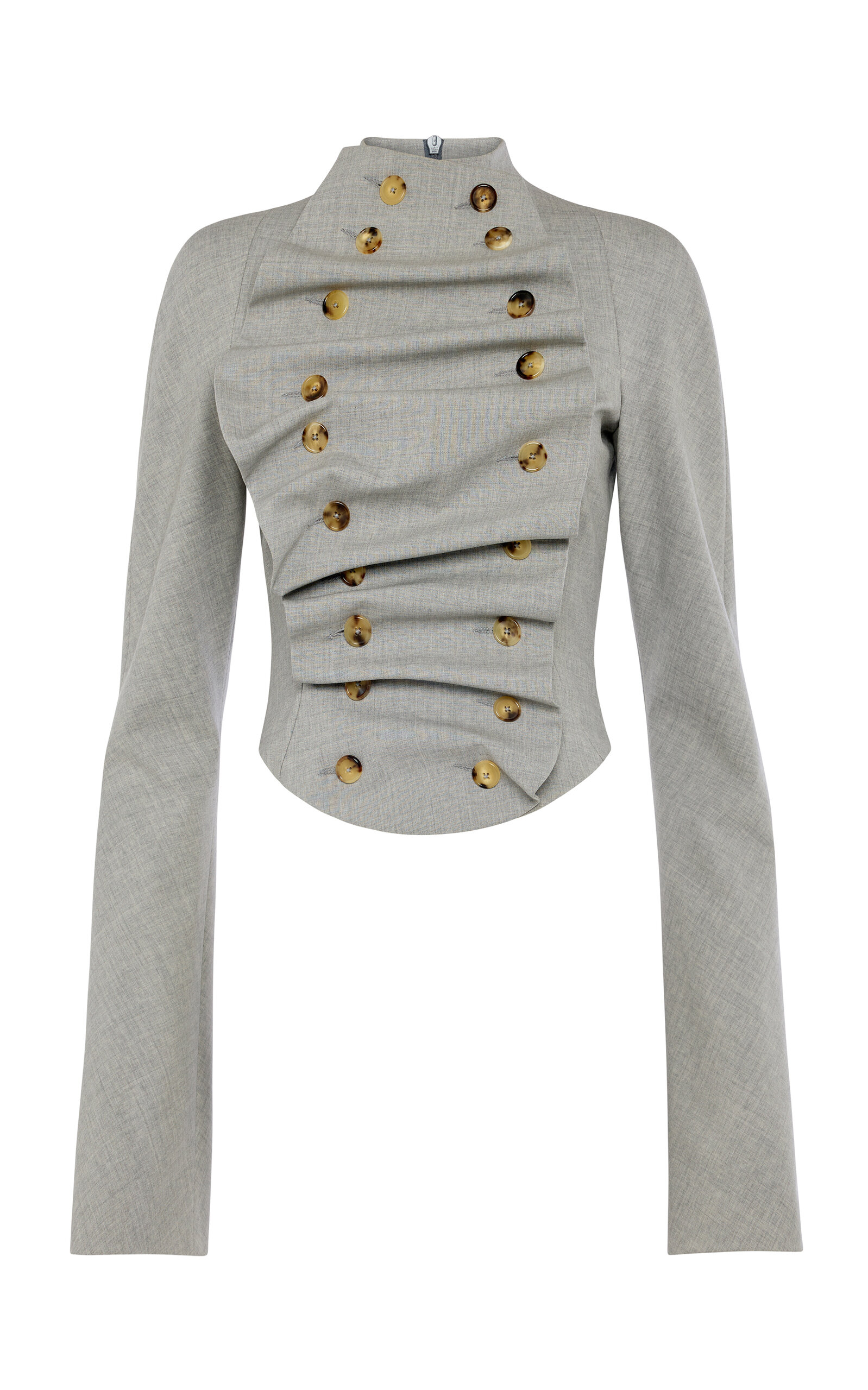 A.w.a.k.e. Wool-blend Bib-front Structured Jacket In Gray