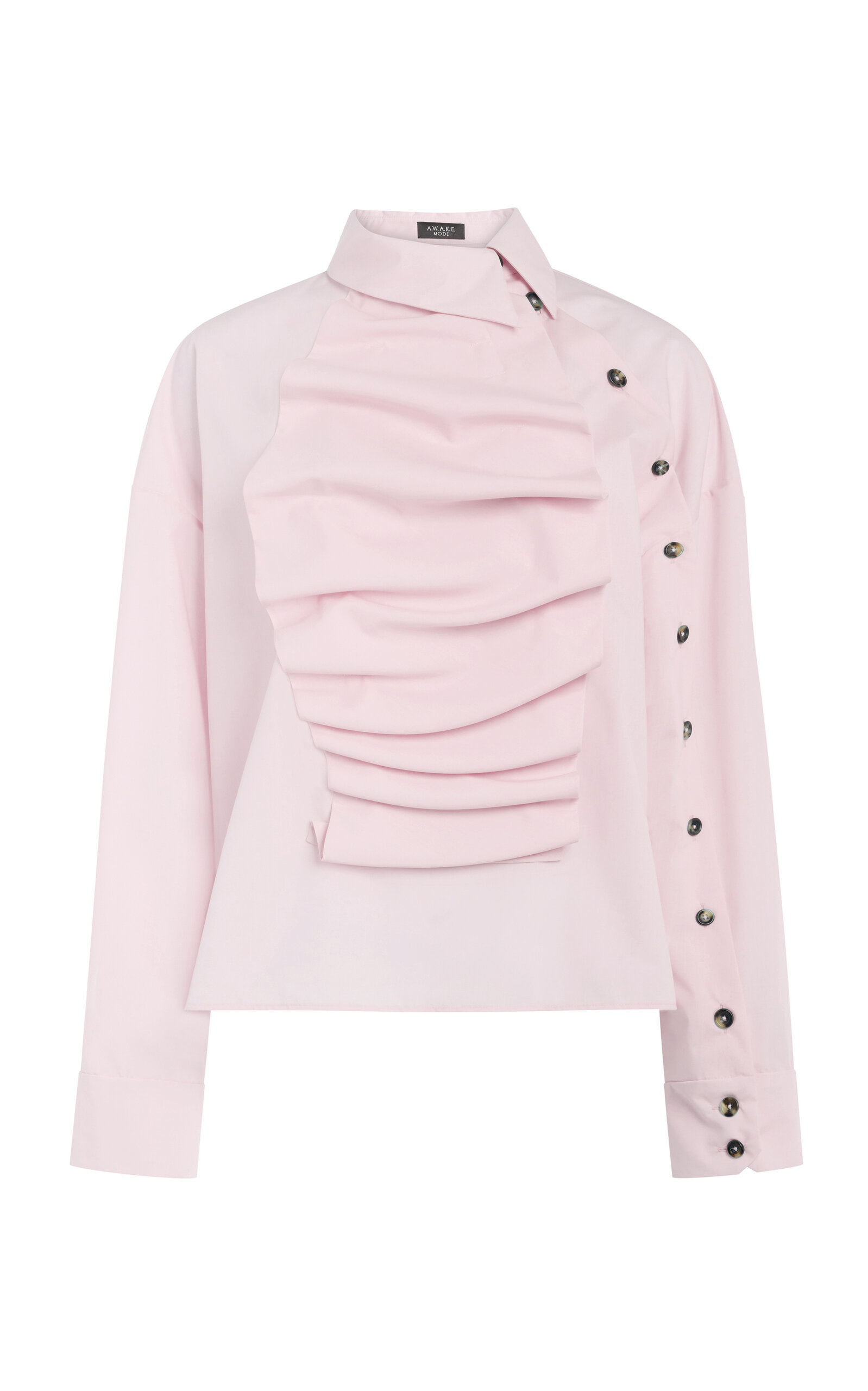 A.W.A.K.E. MODE Linen-Blend Voluminous Bib-Front Top - Pink