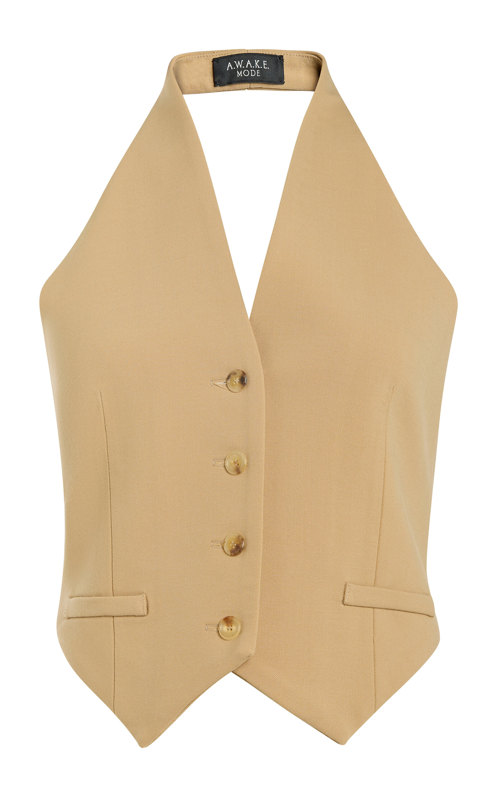 A.w.a.k.e. Cotton-blend Vest With Tie Back In Brown