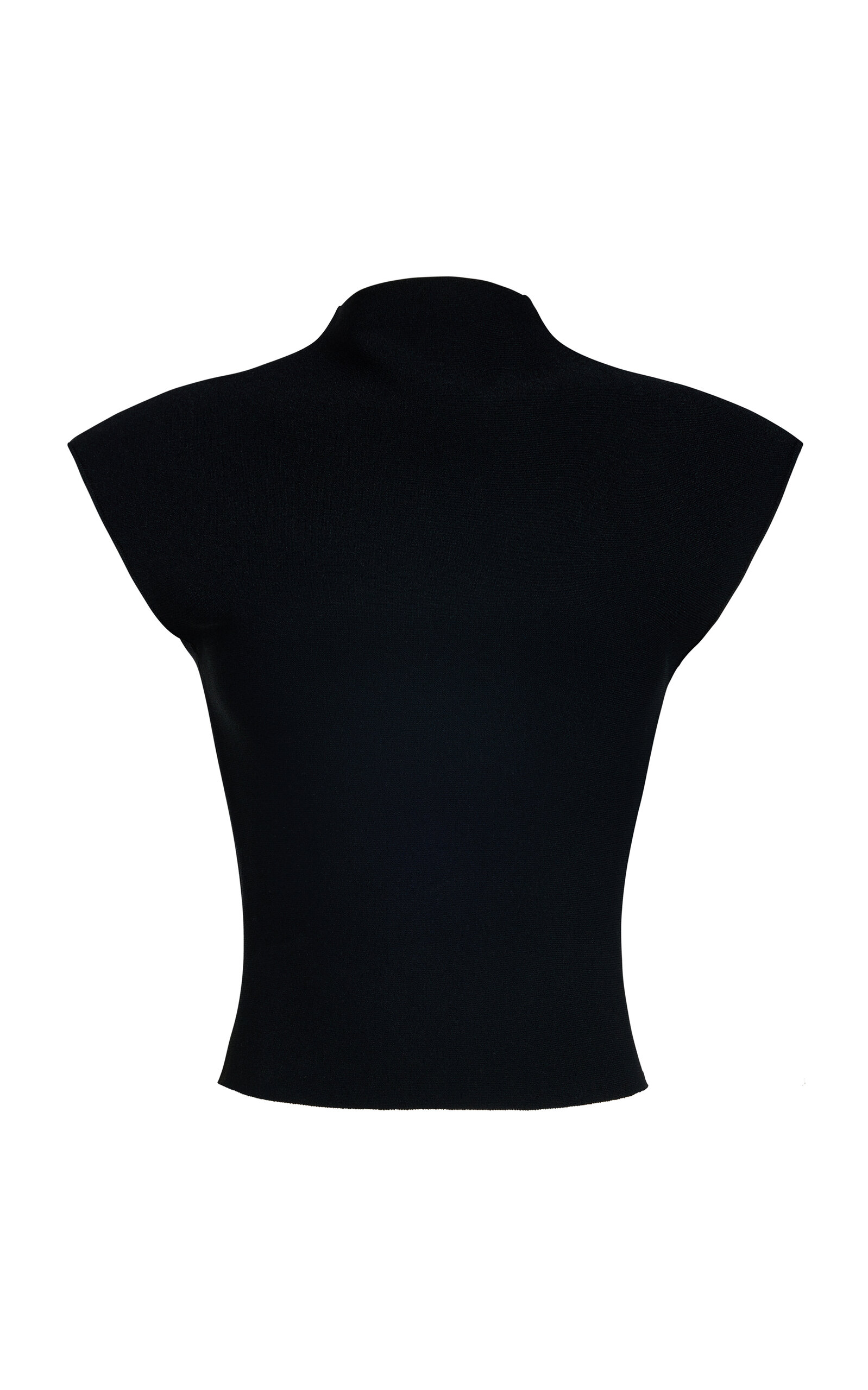 A.W.A.K.E. MODE Knitted Sleeveless Mock Neck Top - Black