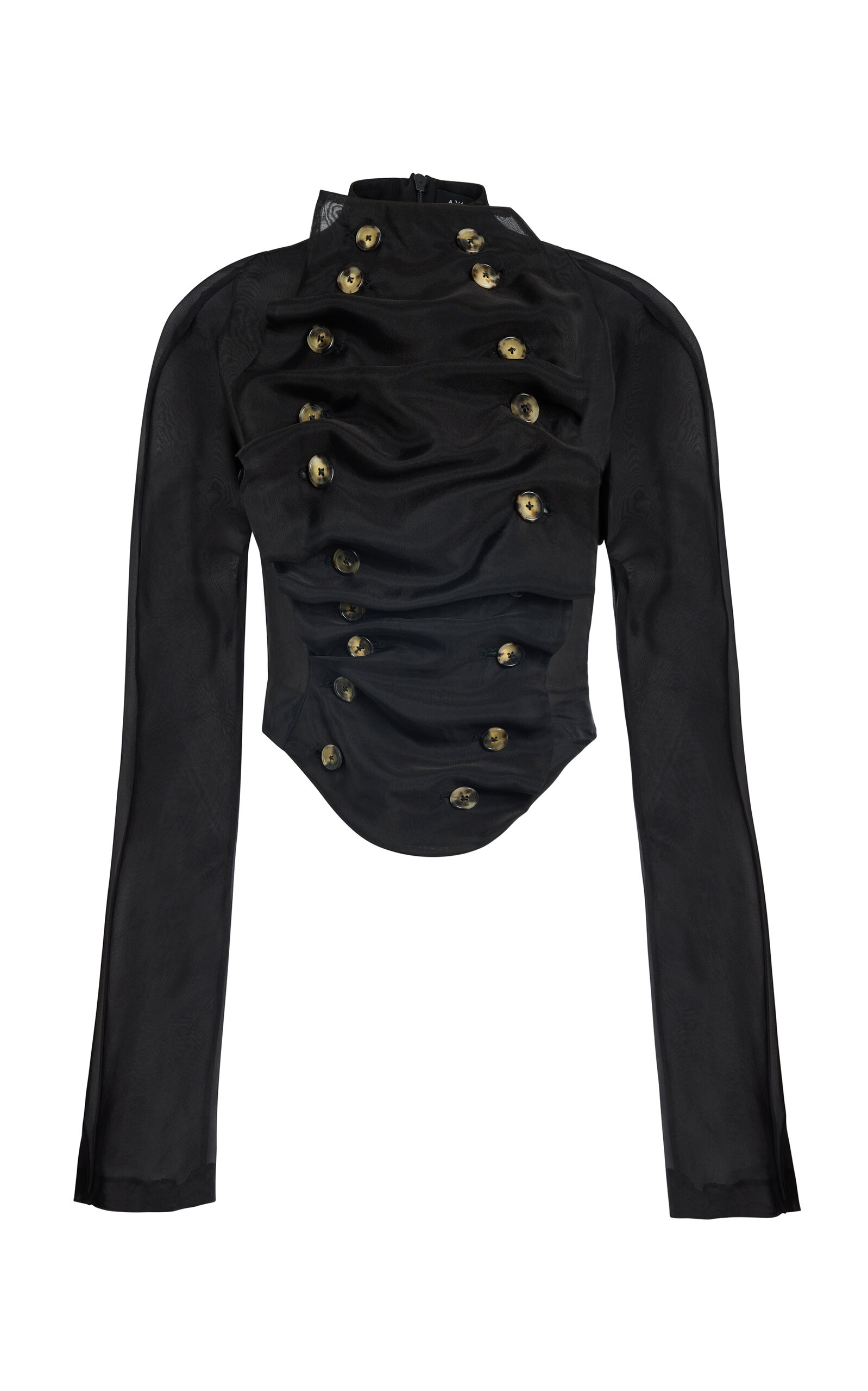 A.w.a.k.e. Silk-blend Bib-front Structured Jacket In Black