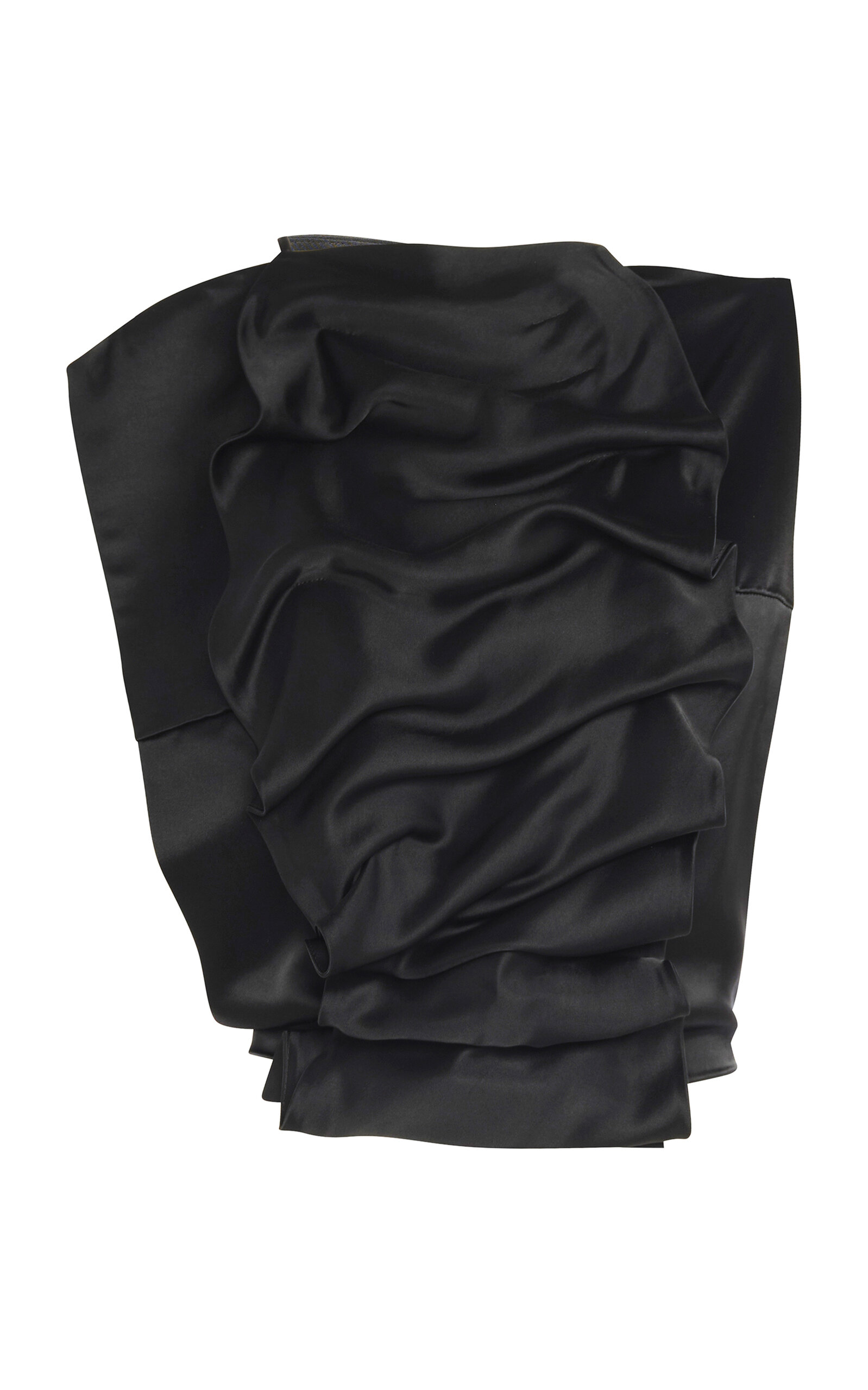 A.w.a.k.e. Sculptural Bib-front Open-back Top In Black