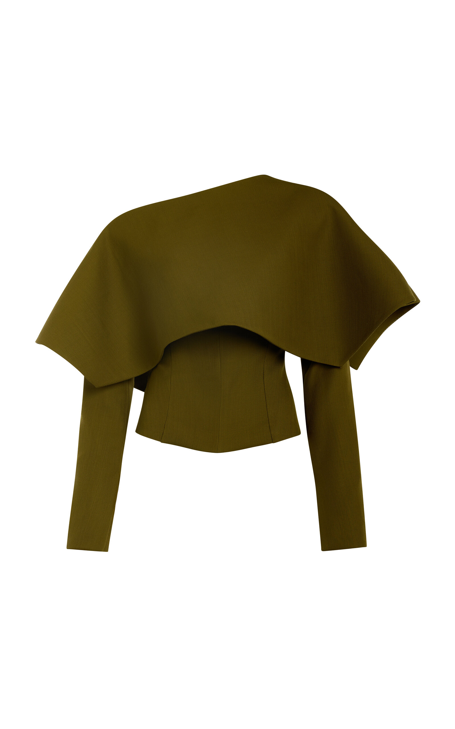 A.w.a.k.e. Asymmetric Wool Collar Knit Top In Green