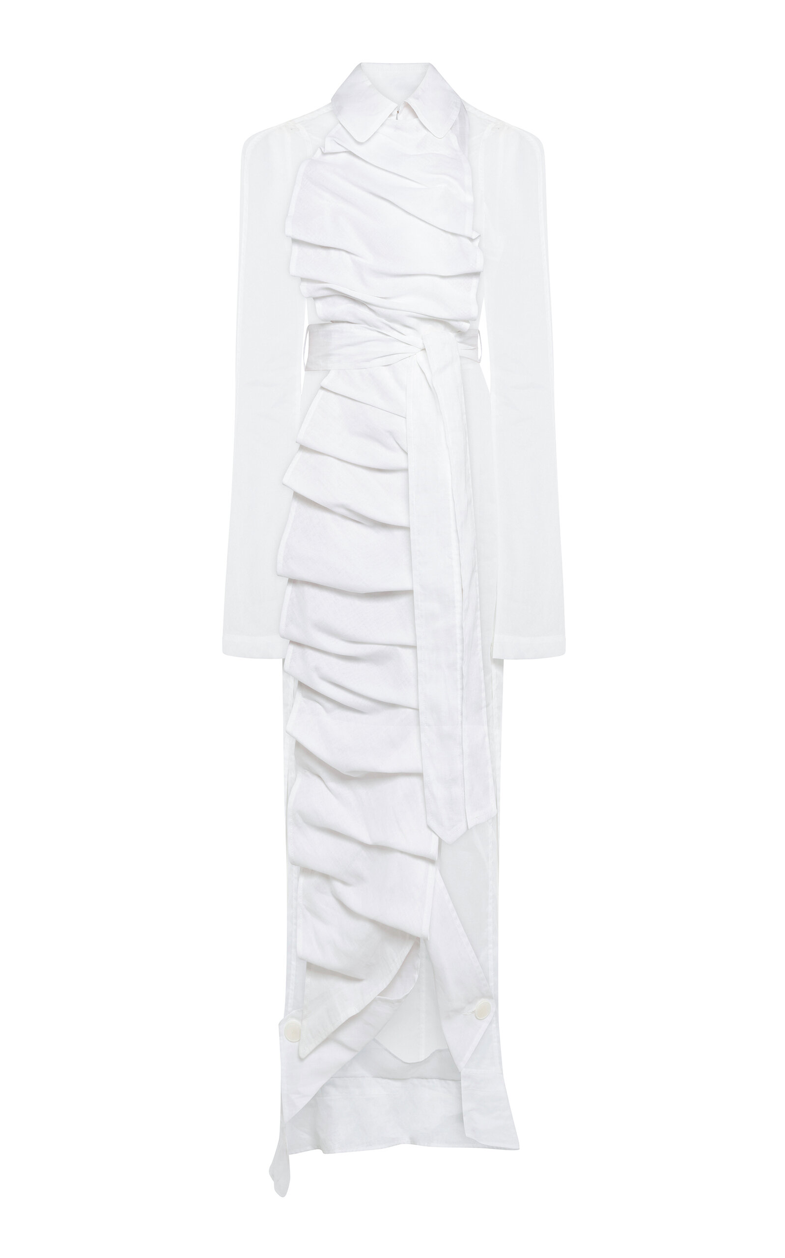 A.w.a.k.e. Cotton Structured Bib-front Trench Coat In White