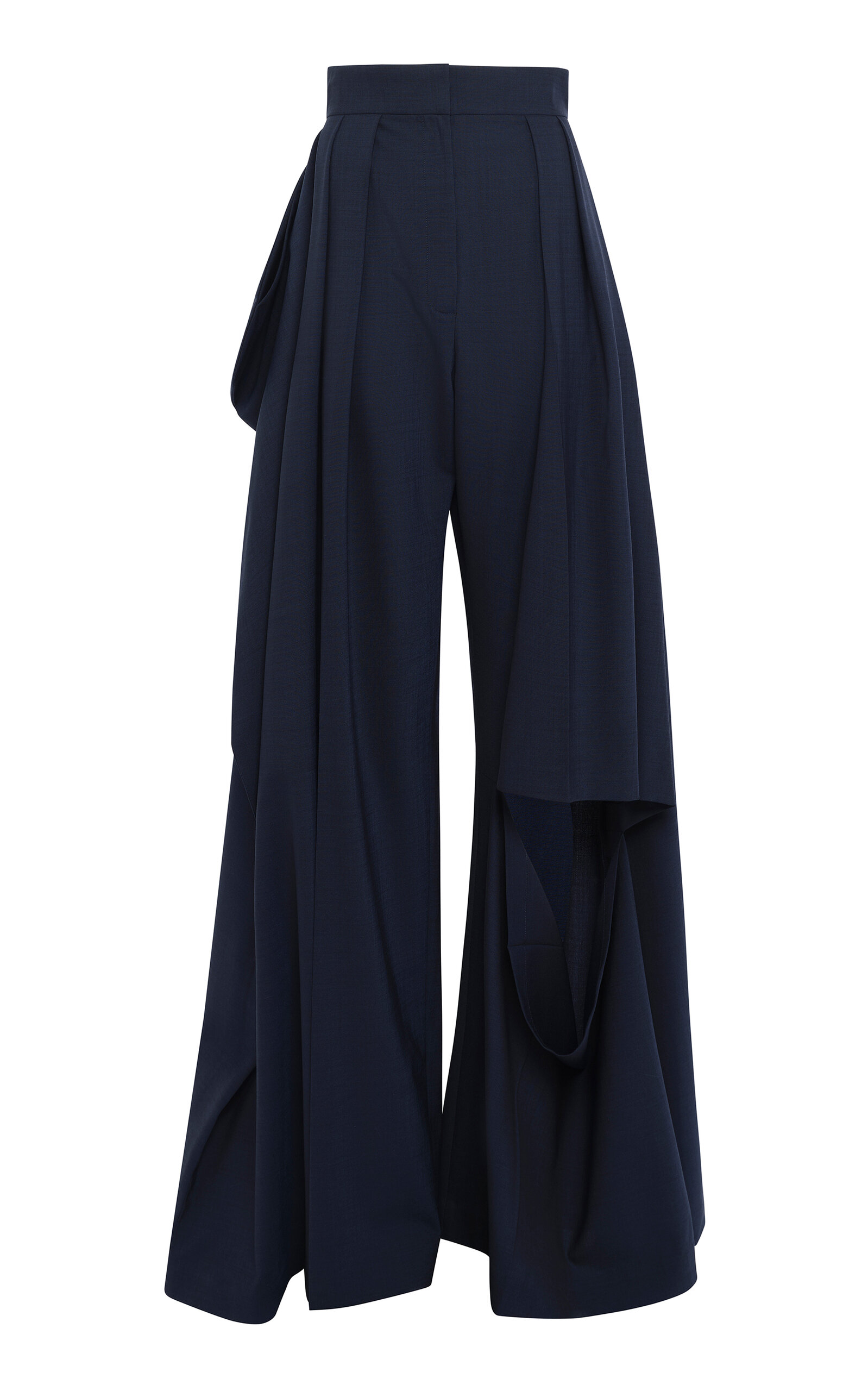 A.W.A.K.E. MODE Wool-Blend Slit Knee Pants - Navy