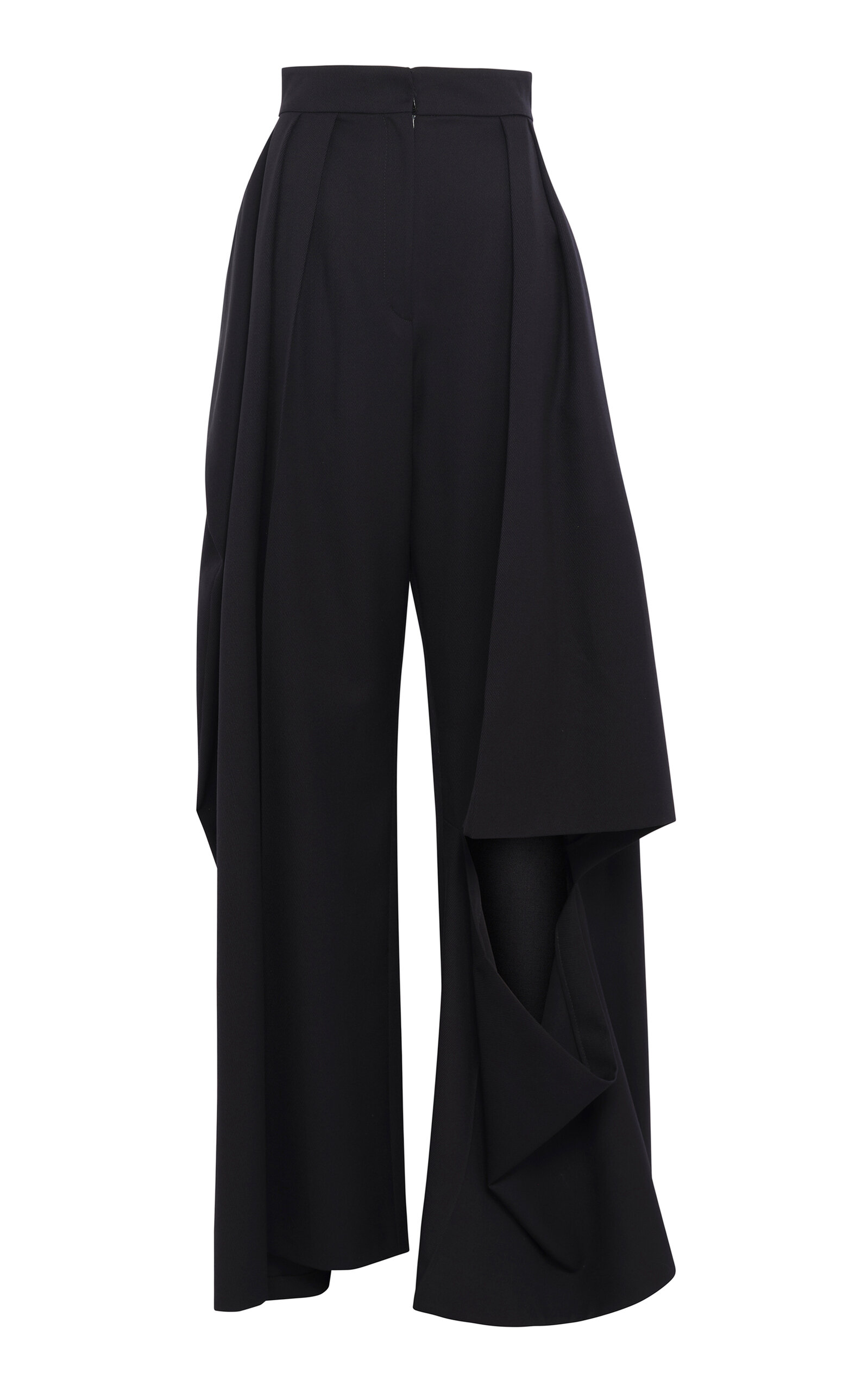A.w.a.k.e. Flax-blend Split Hem Flared Pants In Black